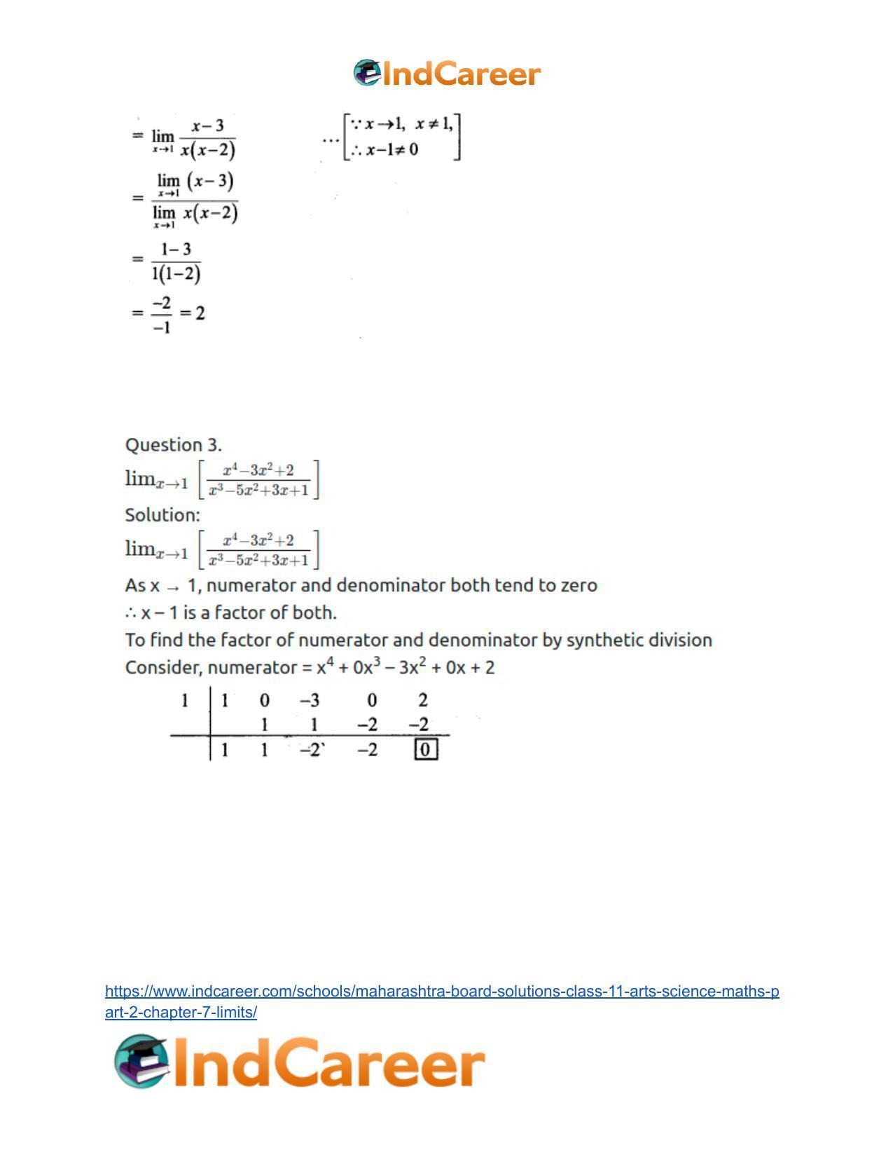 Maharashtra Board Solutions Class 11-Arts & Science Maths (Part 2): Chapter 7- Limits - Page 34