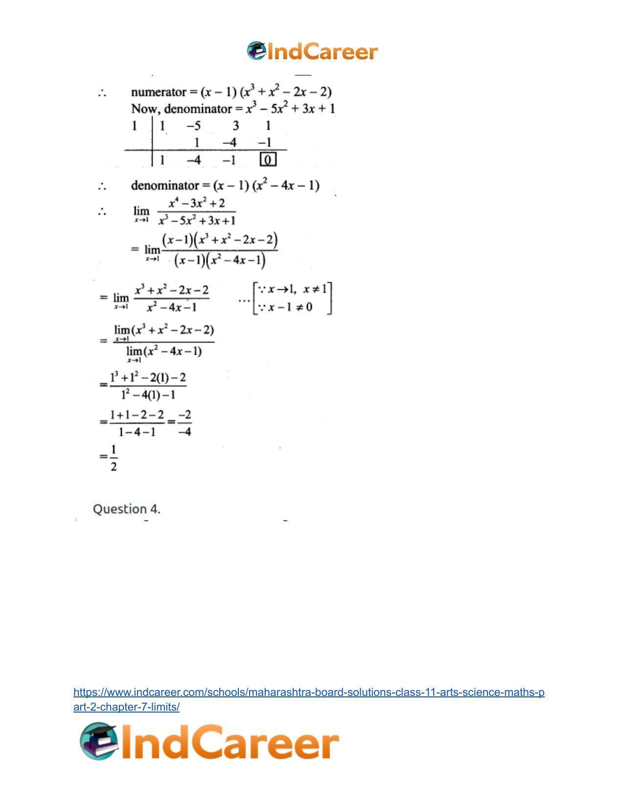 Maharashtra Board Solutions Class 11-Arts & Science Maths (Part 2): Chapter 7- Limits - Page 35