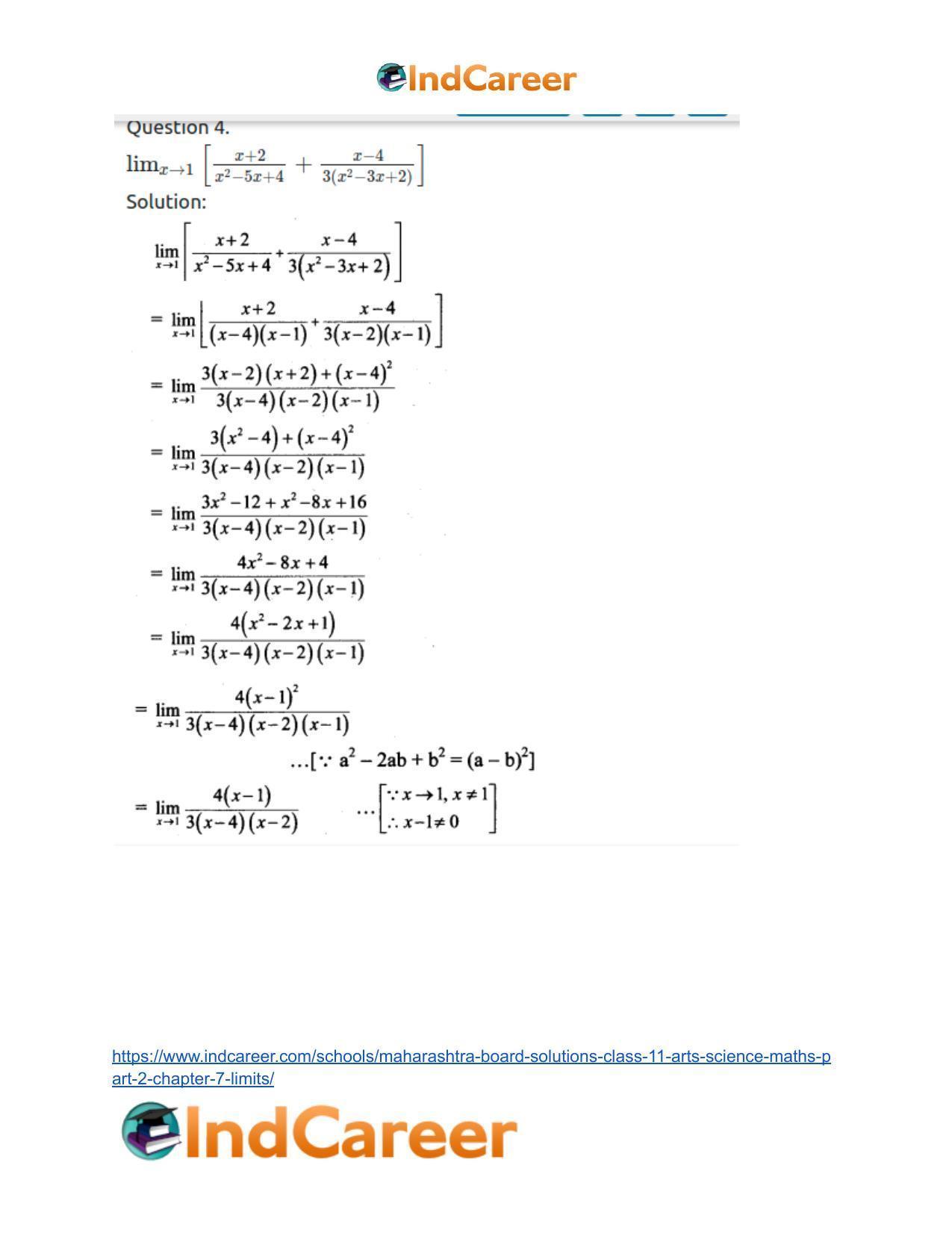 Maharashtra Board Solutions Class 11-Arts & Science Maths (Part 2): Chapter 7- Limits - Page 36