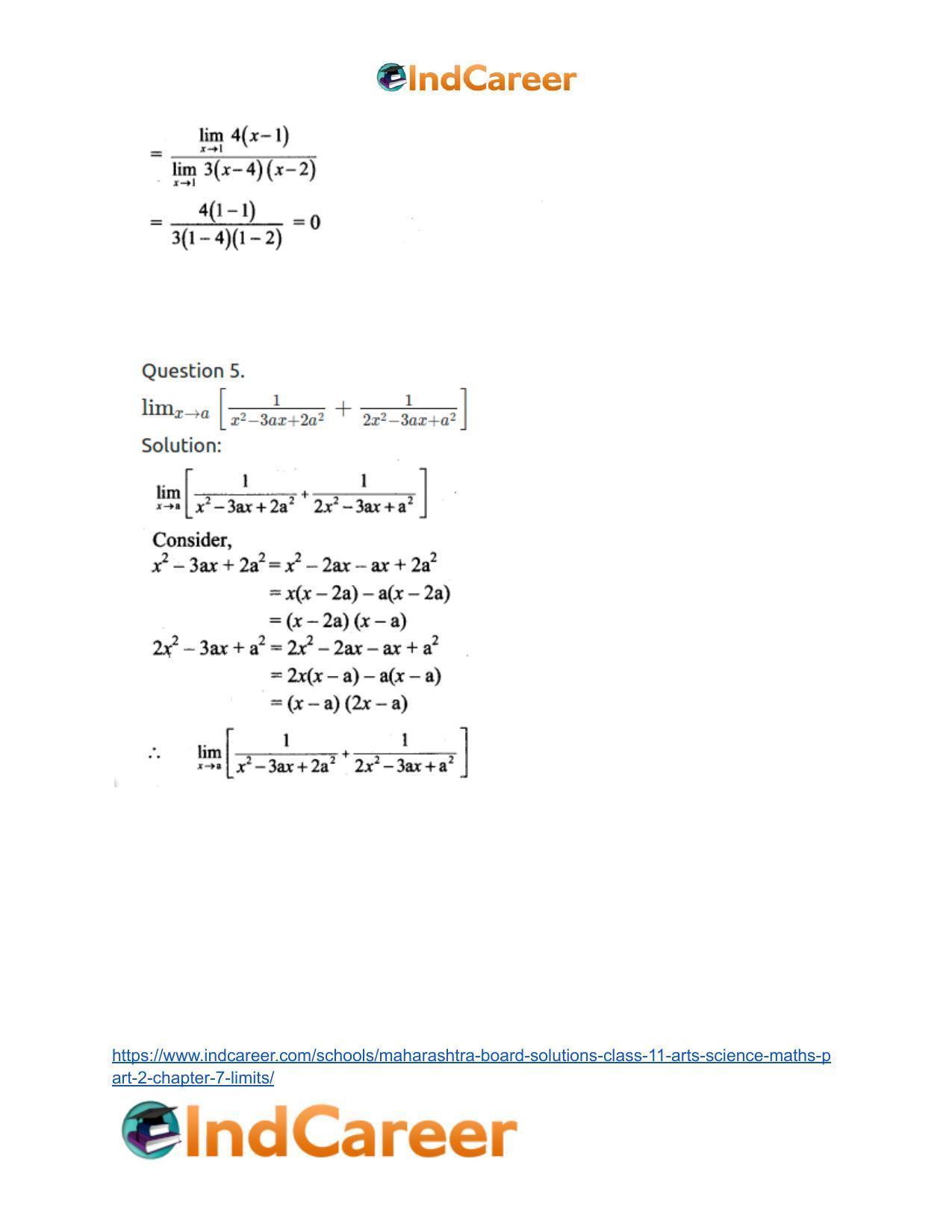 Maharashtra Board Solutions Class 11-Arts & Science Maths (Part 2): Chapter 7- Limits - Page 37