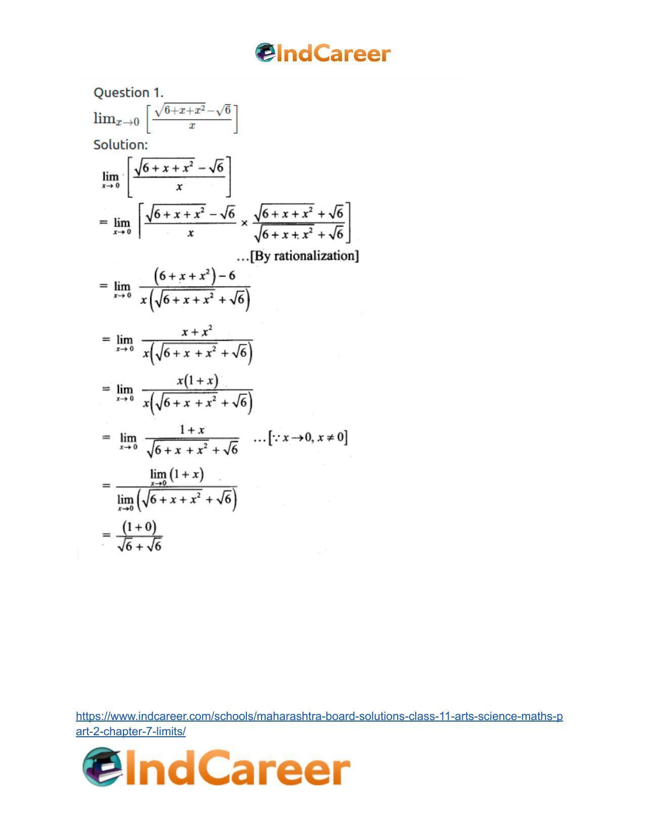 Maharashtra Board Solutions Class 11-Arts & Science Maths (Part 2): Chapter 7- Limits - Page 39