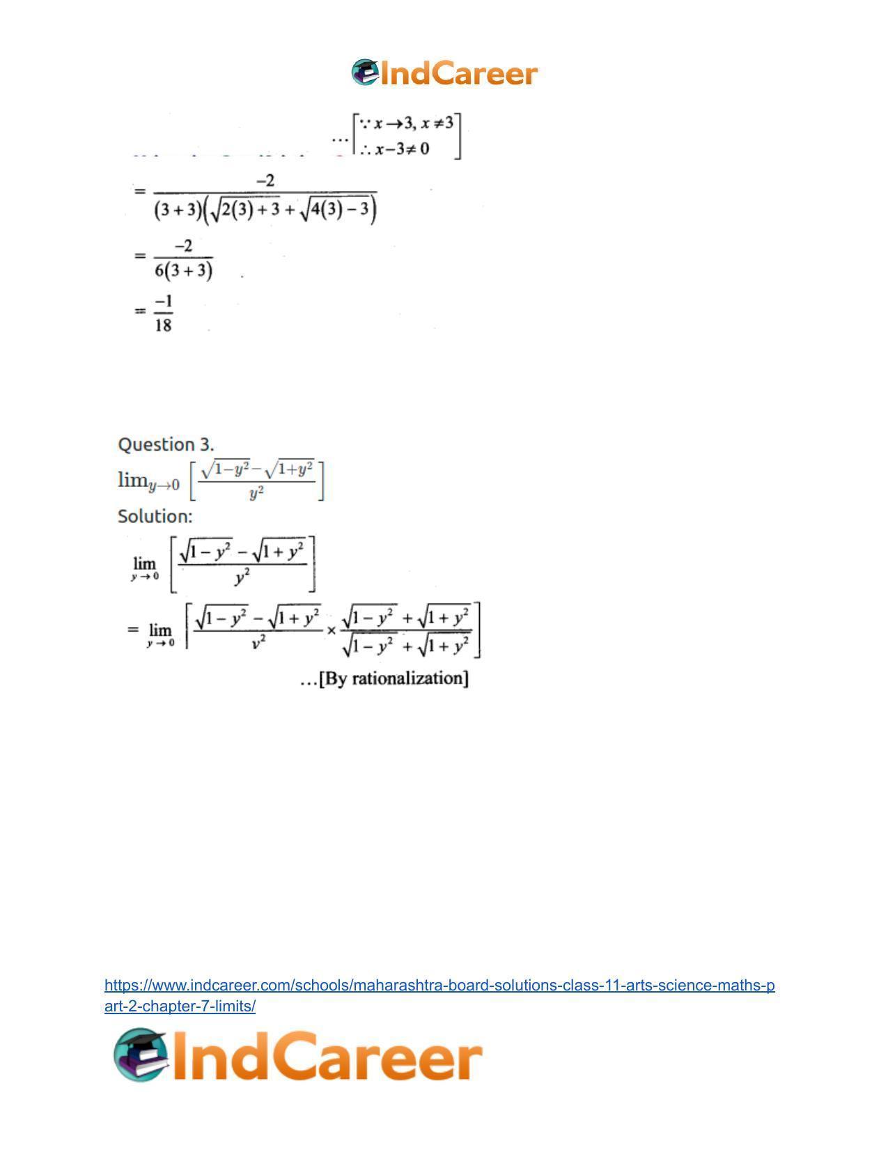 Maharashtra Board Solutions Class 11-Arts & Science Maths (Part 2): Chapter 7- Limits - Page 41
