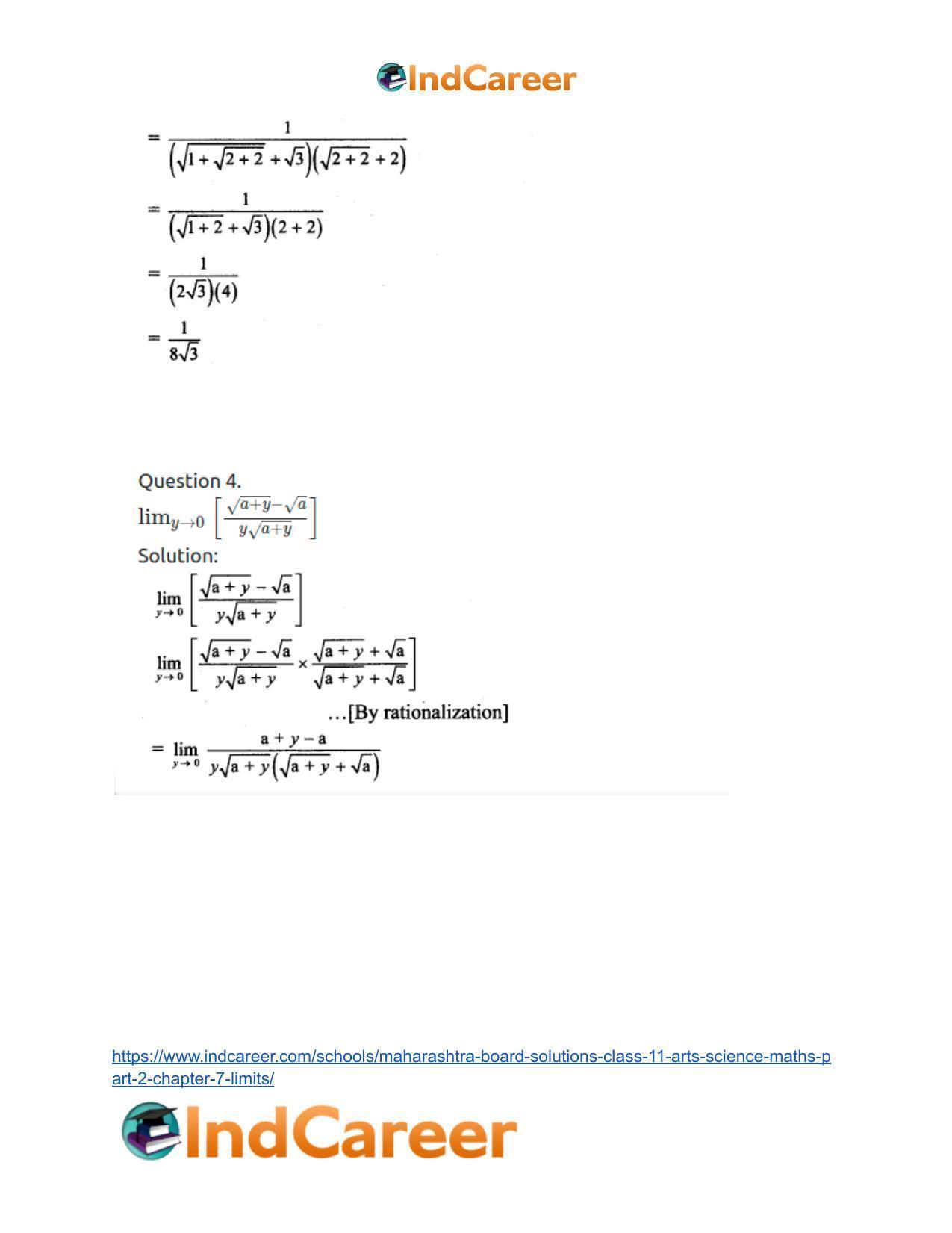 Maharashtra Board Solutions Class 11-Arts & Science Maths (Part 2): Chapter 7- Limits - Page 48