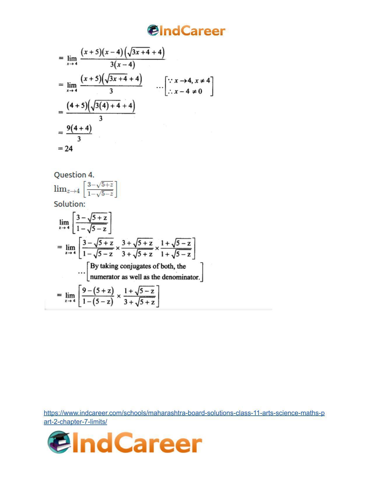Maharashtra Board Solutions Class 11-Arts & Science Maths (Part 2): Chapter 7- Limits - Page 54