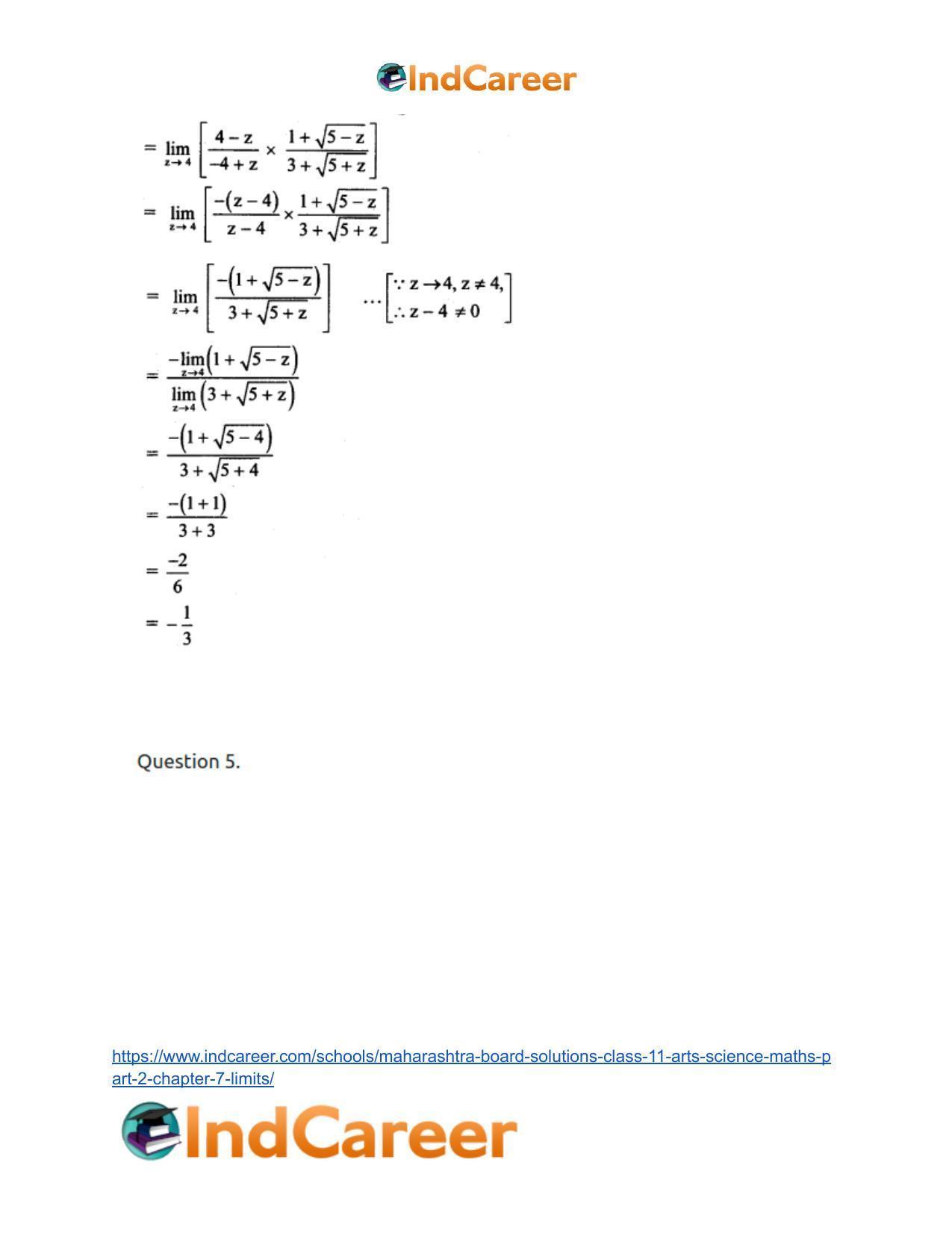 Maharashtra Board Solutions Class 11-Arts & Science Maths (Part 2): Chapter 7- Limits - Page 55