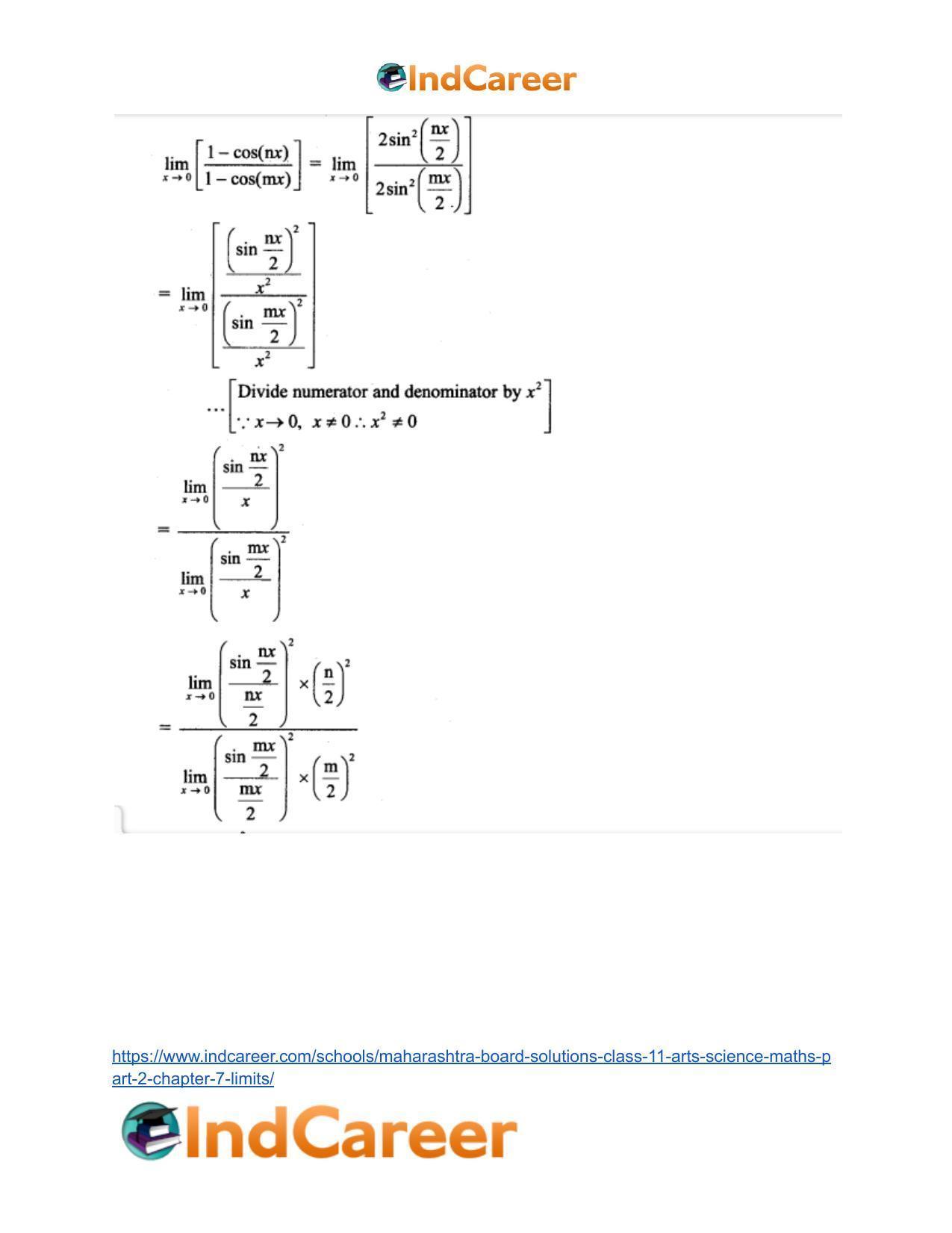 Maharashtra Board Solutions Class 11-Arts & Science Maths (Part 2): Chapter 7- Limits - Page 61
