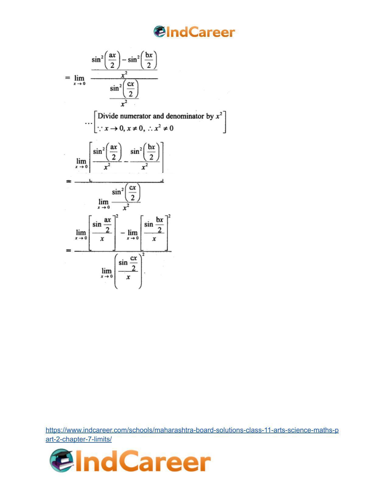 Maharashtra Board Solutions Class 11-Arts & Science Maths (Part 2): Chapter 7- Limits - Page 65