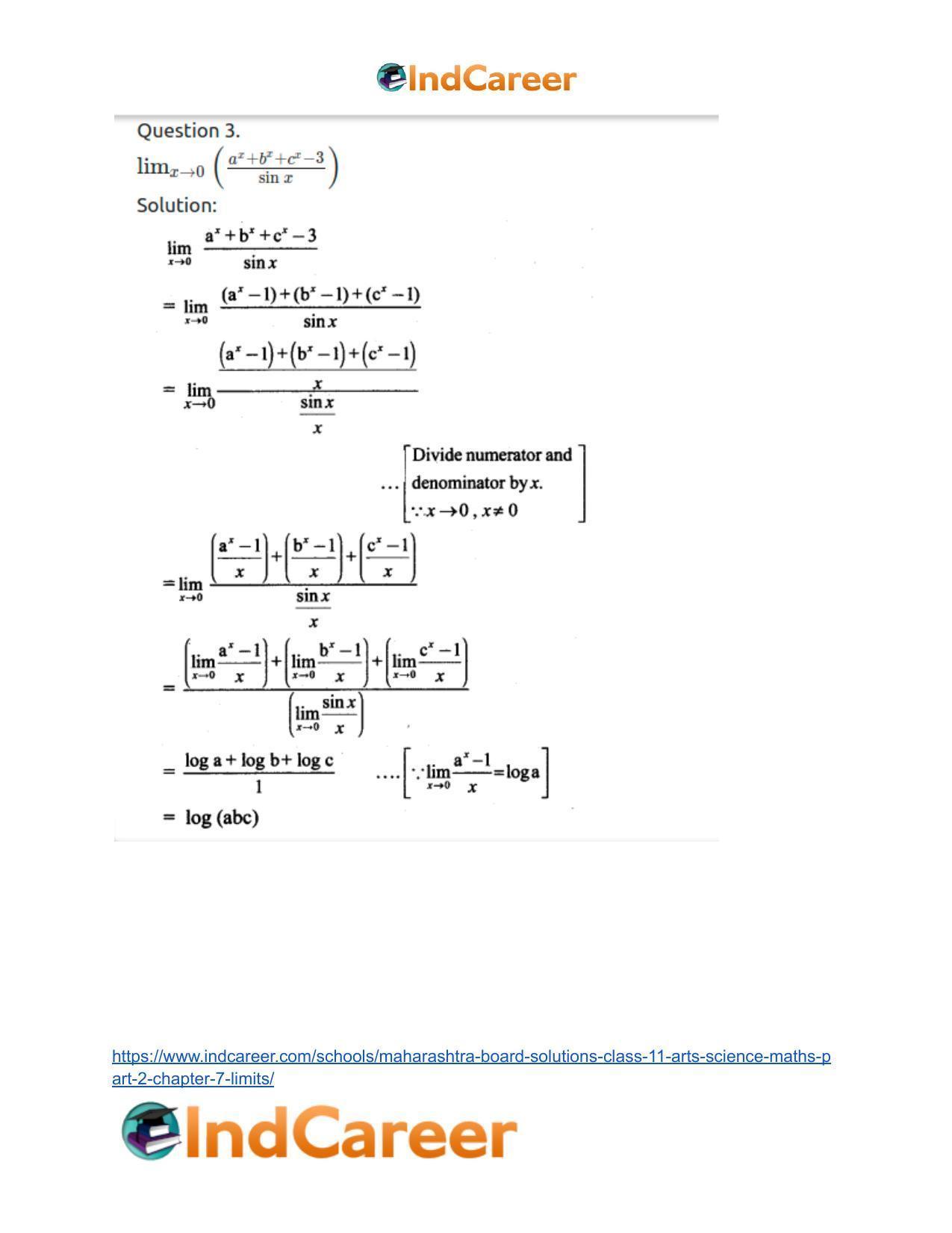 Maharashtra Board Solutions Class 11-Arts & Science Maths (Part 2): Chapter 7- Limits - Page 89