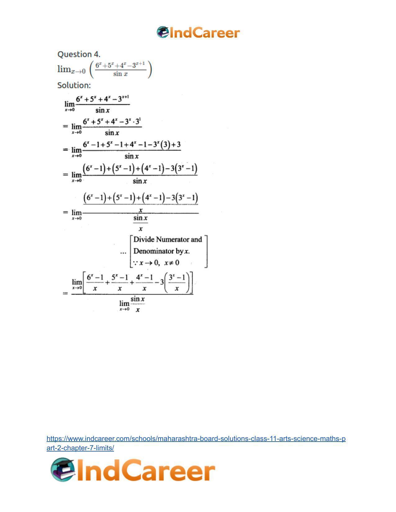 Maharashtra Board Solutions Class 11-Arts & Science Maths (Part 2): Chapter 7- Limits - Page 90
