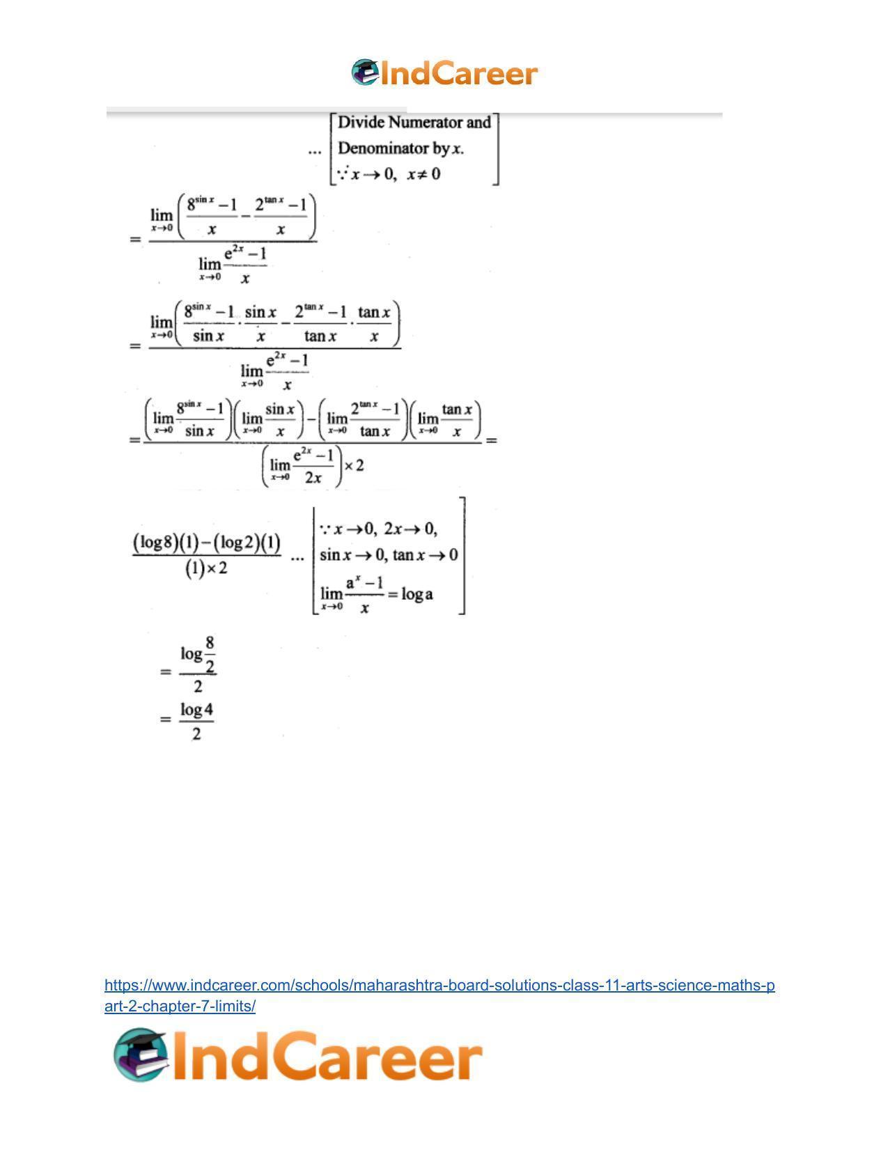 Maharashtra Board Solutions Class 11-Arts & Science Maths (Part 2): Chapter 7- Limits - Page 92