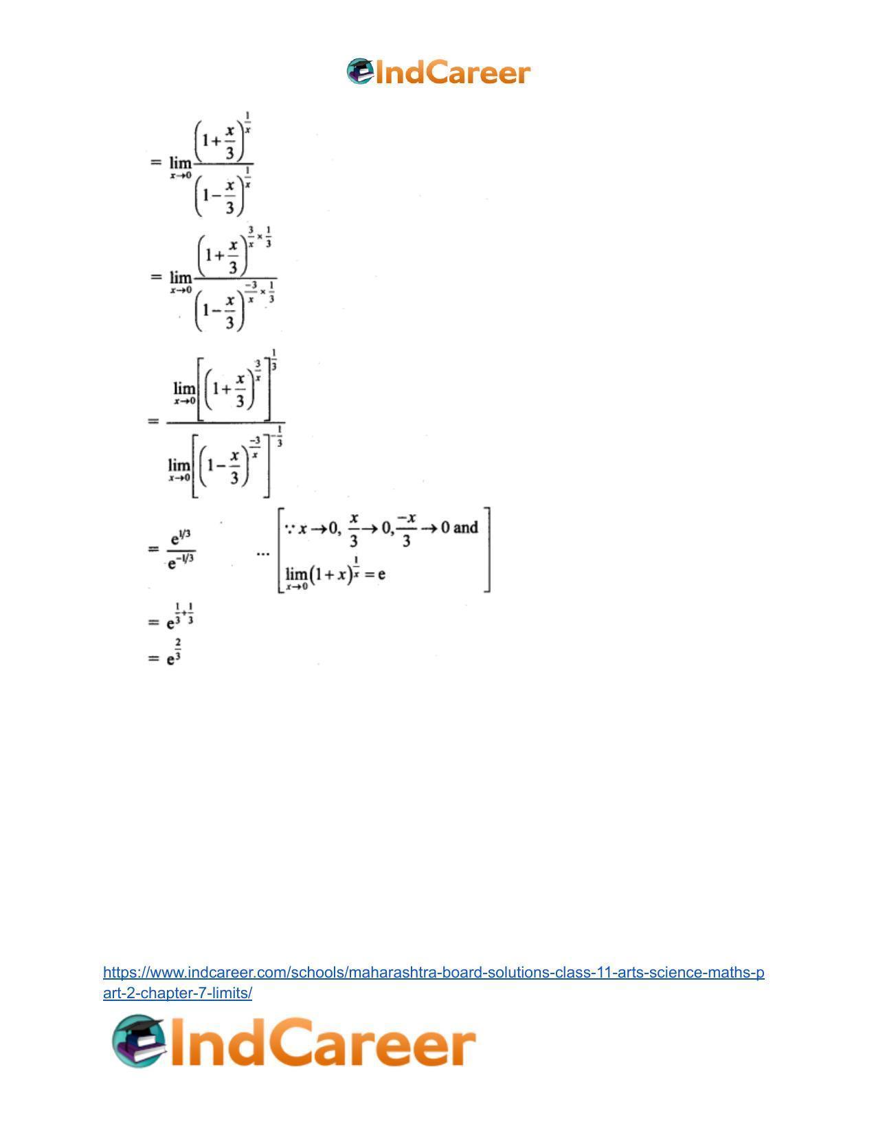 Maharashtra Board Solutions Class 11-Arts & Science Maths (Part 2): Chapter 7- Limits - Page 95