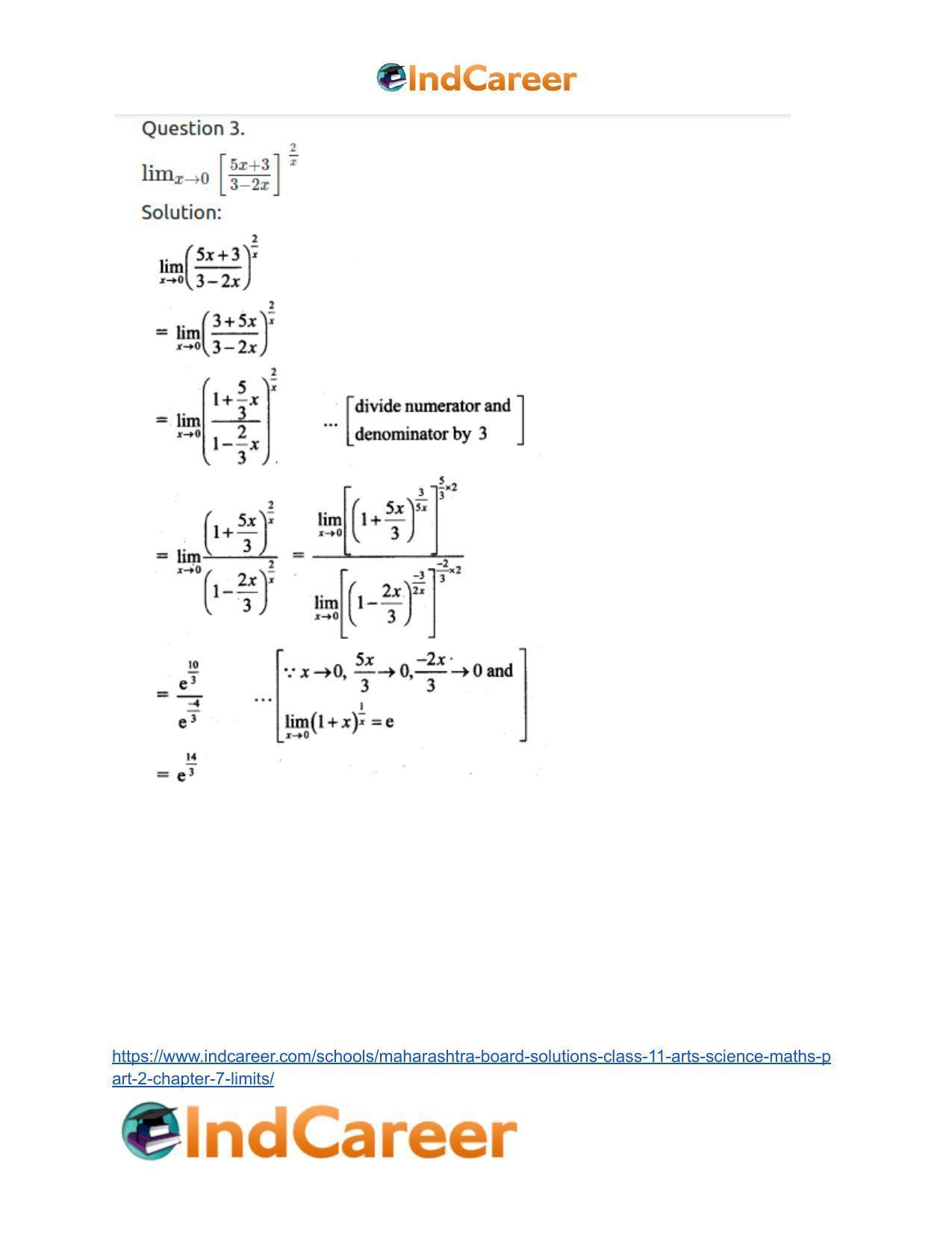 Maharashtra Board Solutions Class 11-Arts & Science Maths (Part 2): Chapter 7- Limits - Page 96
