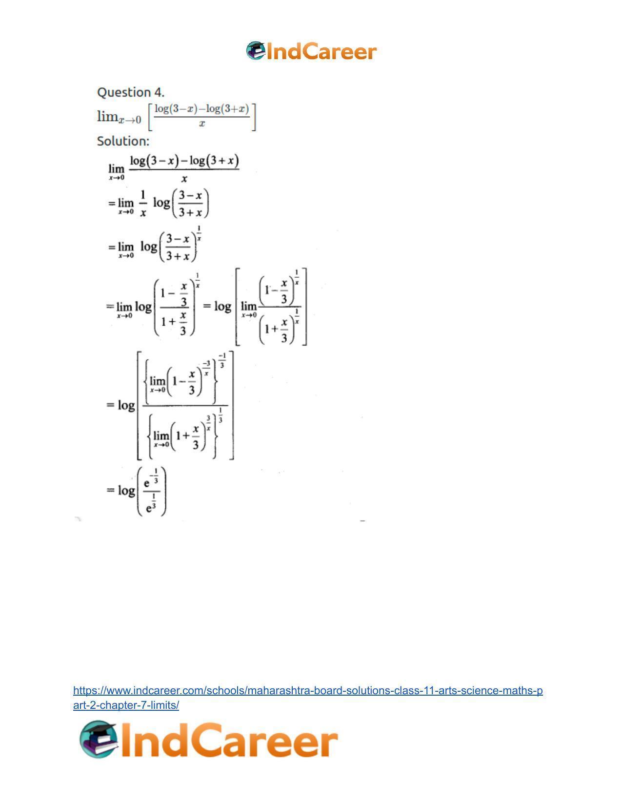 Maharashtra Board Solutions Class 11-Arts & Science Maths (Part 2): Chapter 7- Limits - Page 97