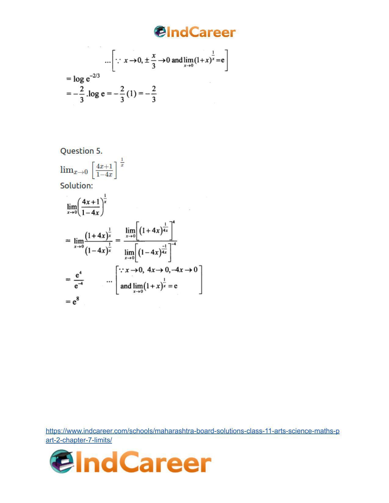 Maharashtra Board Solutions Class 11-Arts & Science Maths (Part 2): Chapter 7- Limits - Page 98