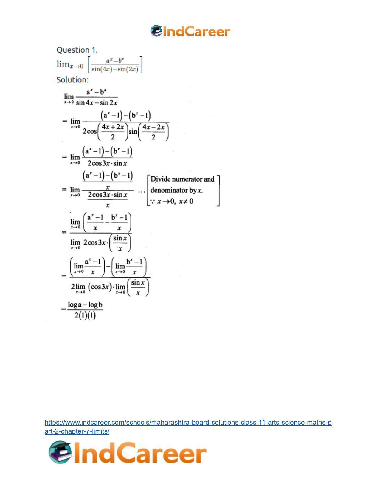 Maharashtra Board Solutions Class 11-Arts & Science Maths (Part 2): Chapter 7- Limits - Page 100