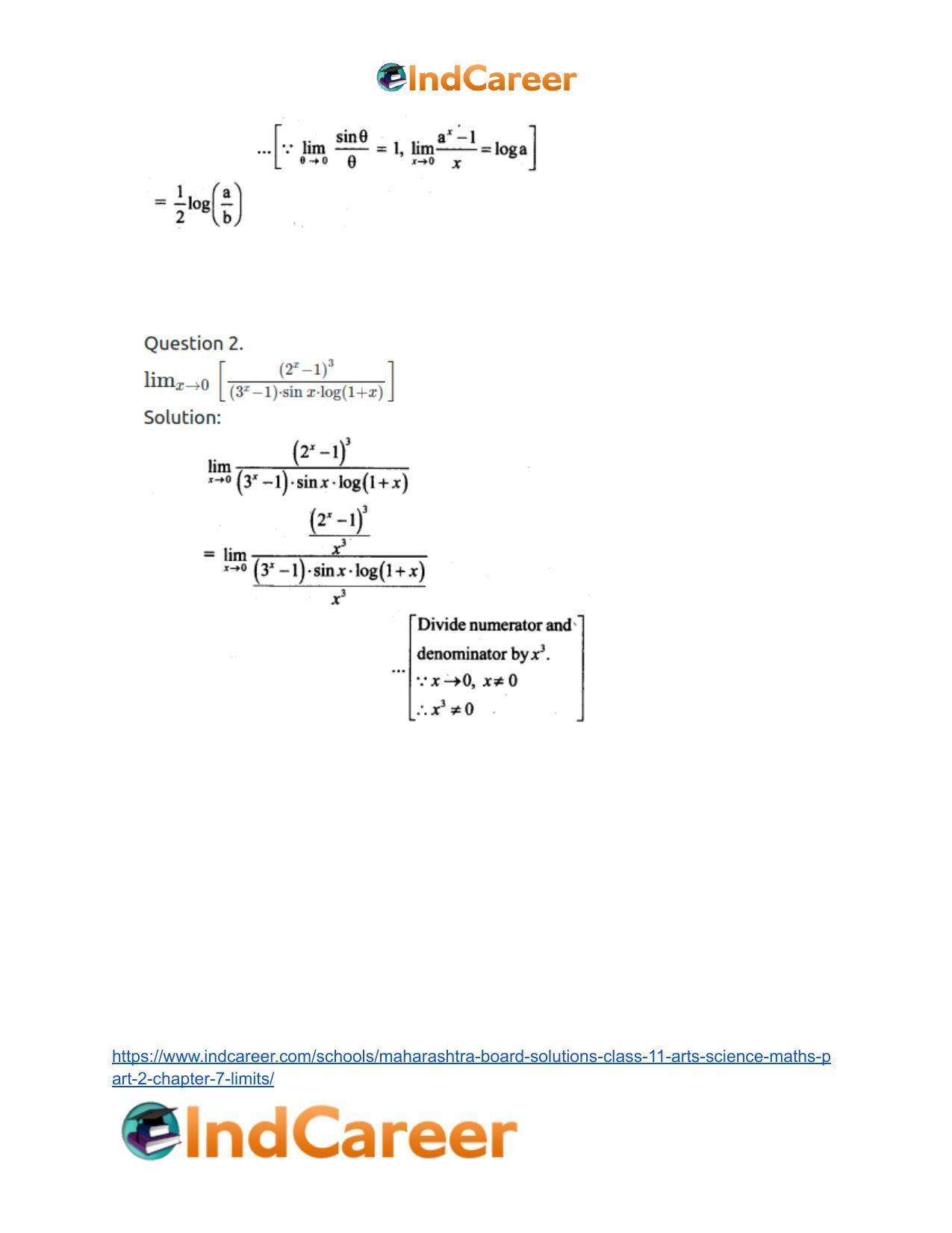 Maharashtra Board Solutions Class 11-Arts & Science Maths (Part 2): Chapter 7- Limits - Page 101