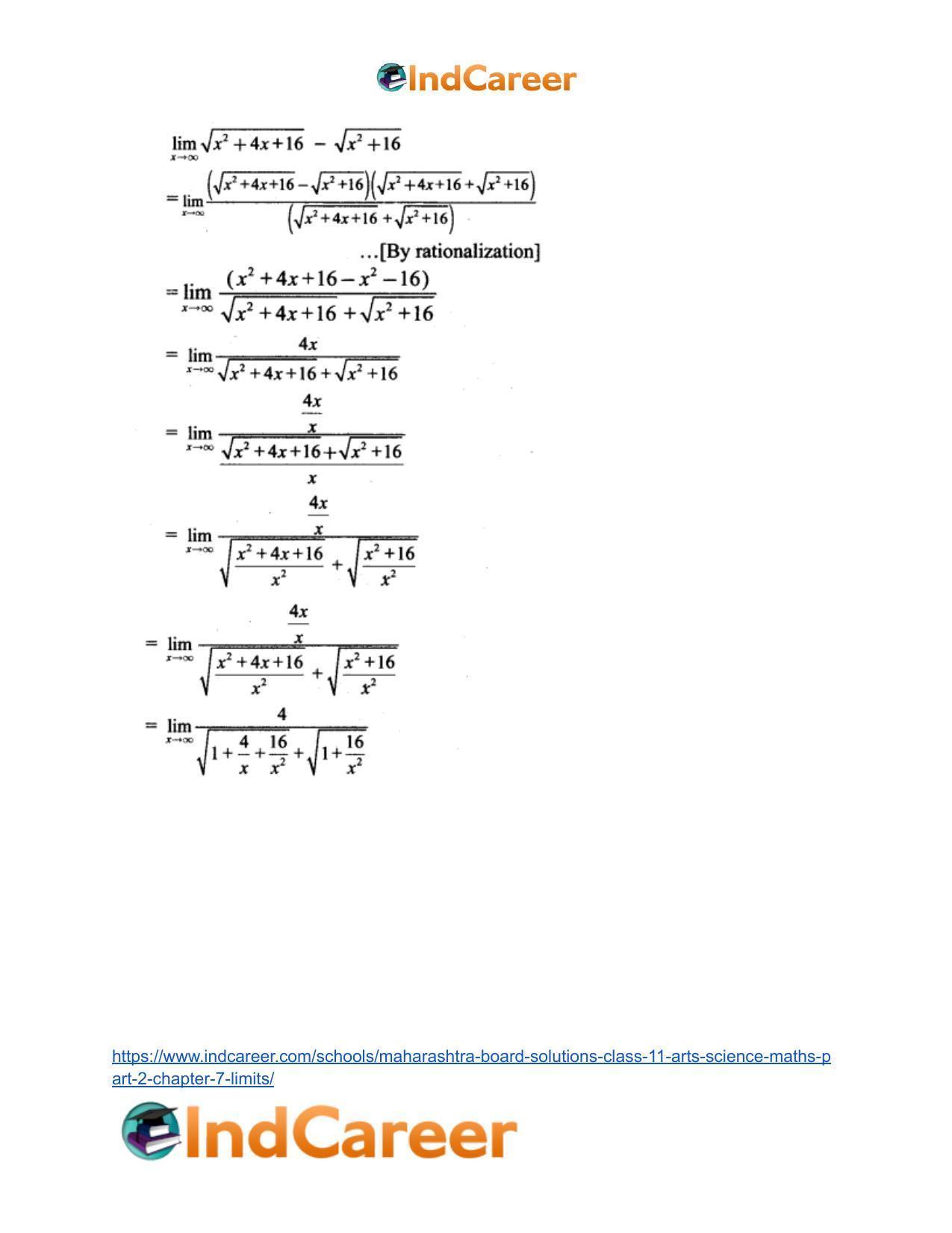 Maharashtra Board Solutions Class 11-Arts & Science Maths (Part 2): Chapter 7- Limits - Page 111