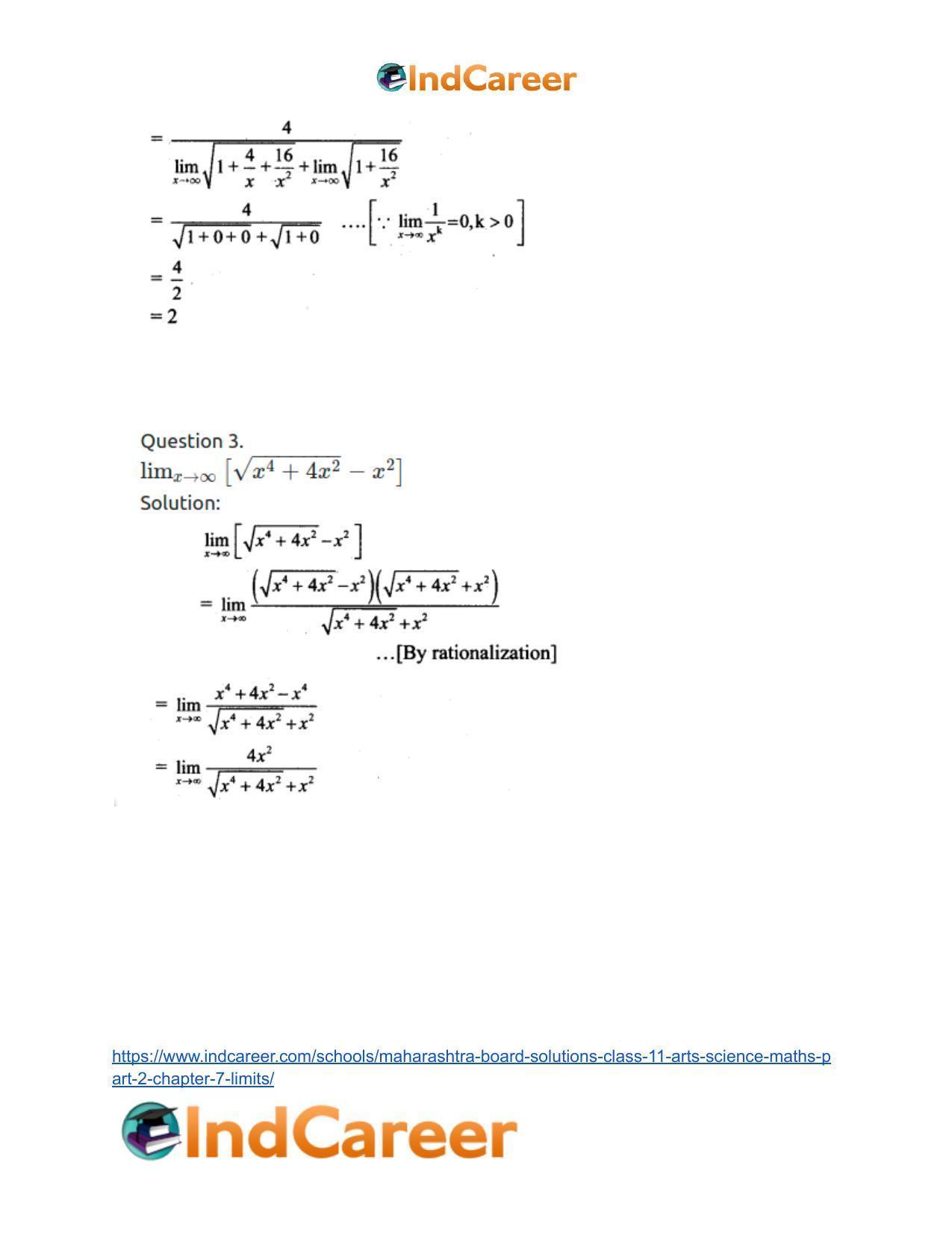 Maharashtra Board Solutions Class 11-Arts & Science Maths (Part 2): Chapter 7- Limits - Page 112
