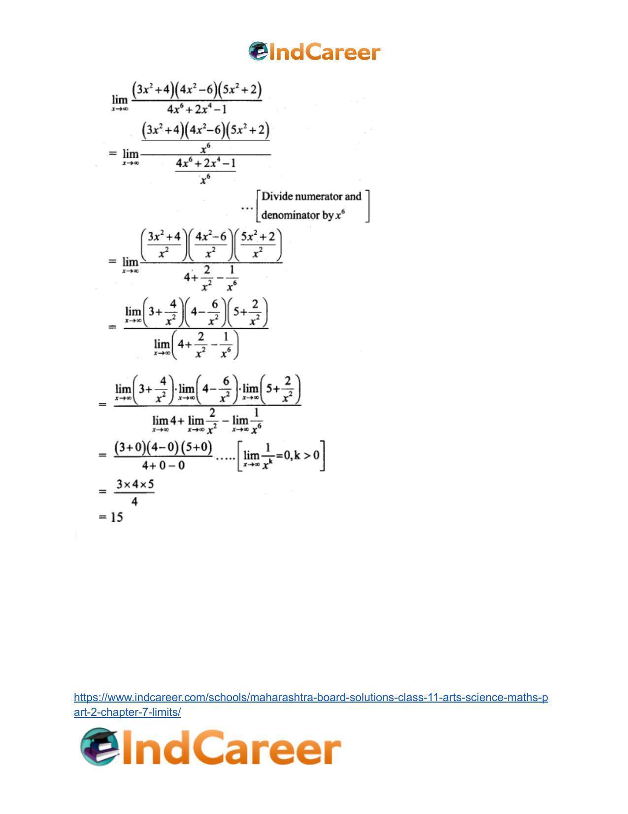 Maharashtra Board Solutions Class 11-Arts & Science Maths (Part 2): Chapter 7- Limits - Page 114