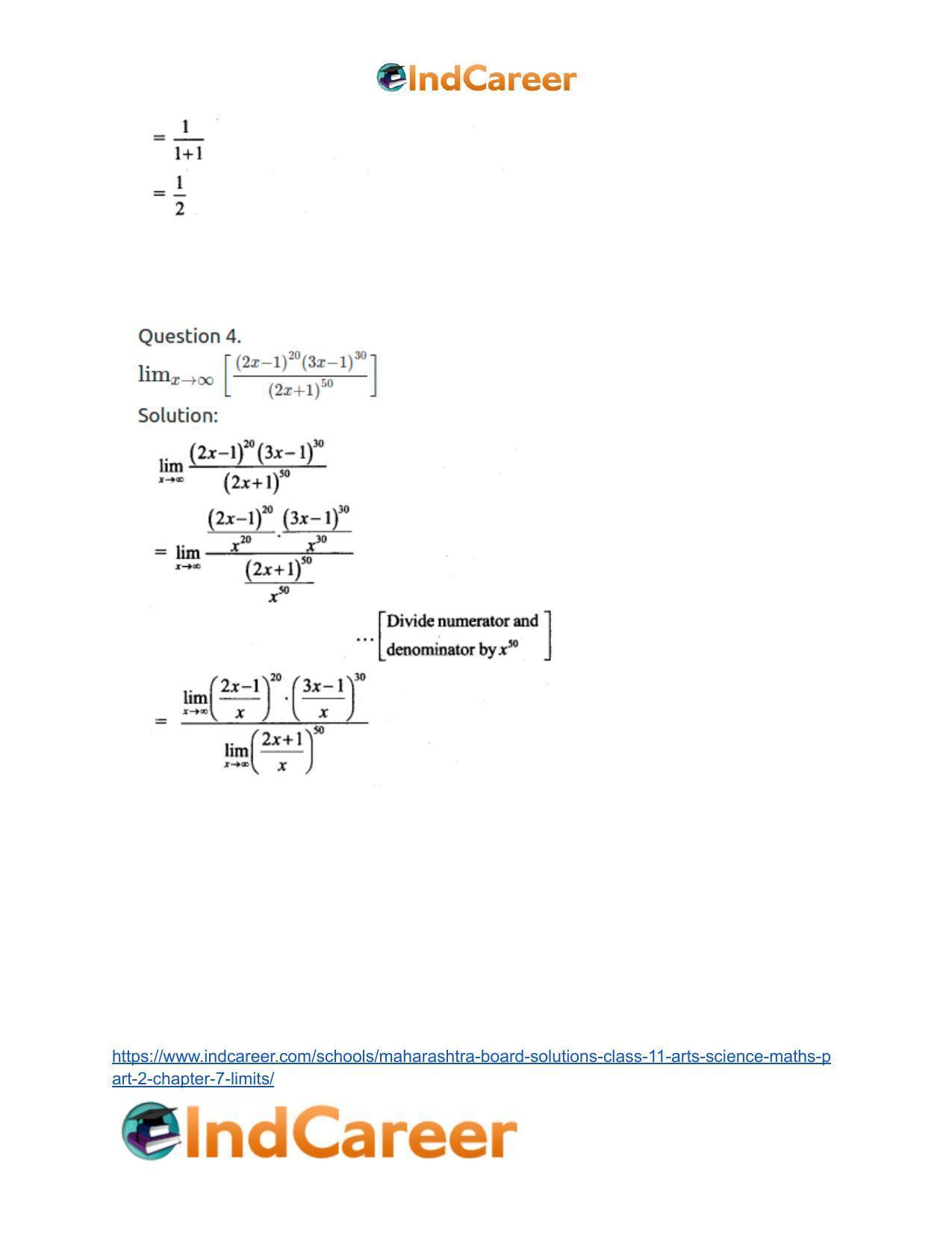 Maharashtra Board Solutions Class 11-Arts & Science Maths (Part 2): Chapter 7- Limits - Page 117