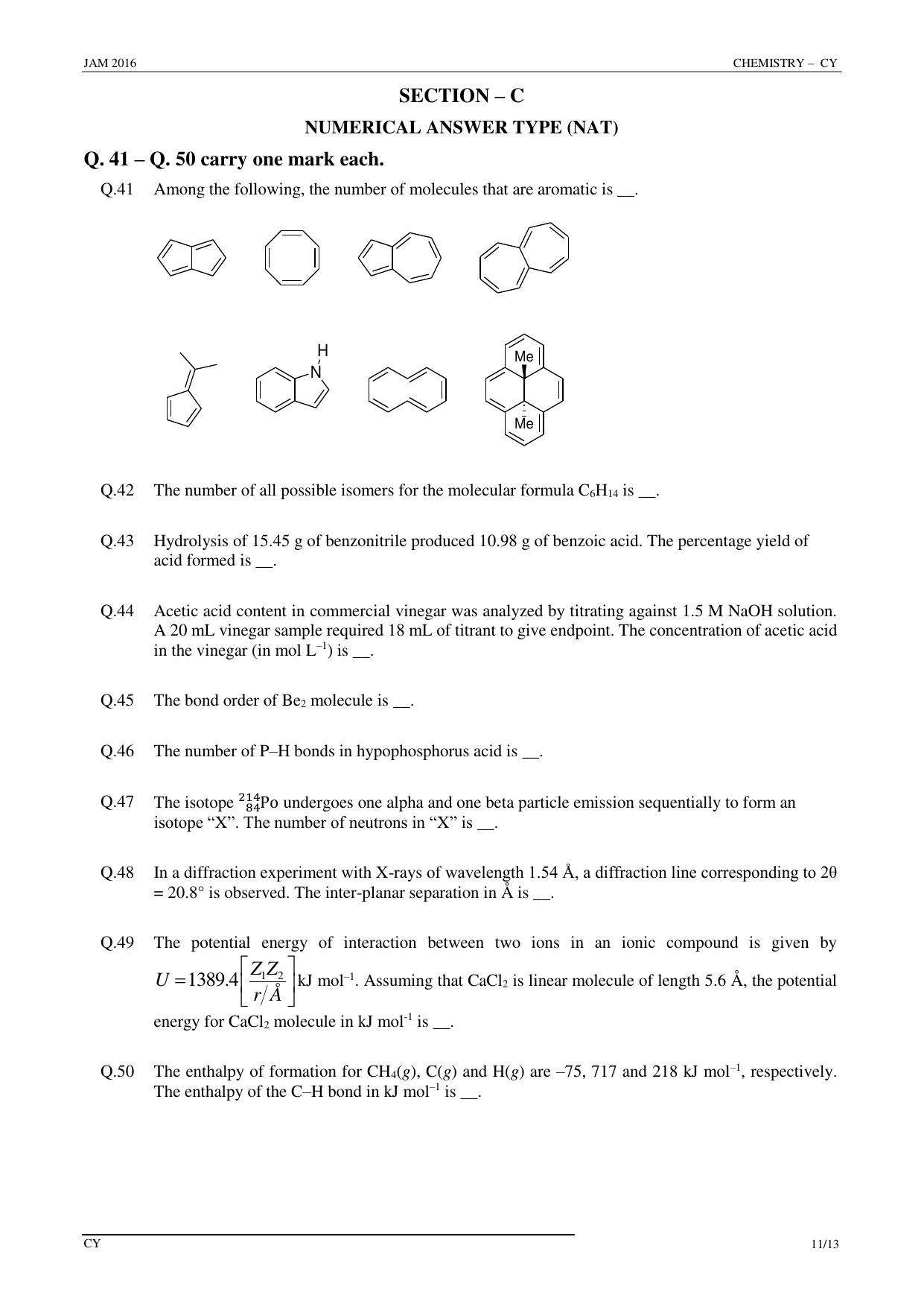 JAM 2016: CY Question Paper - Page 10