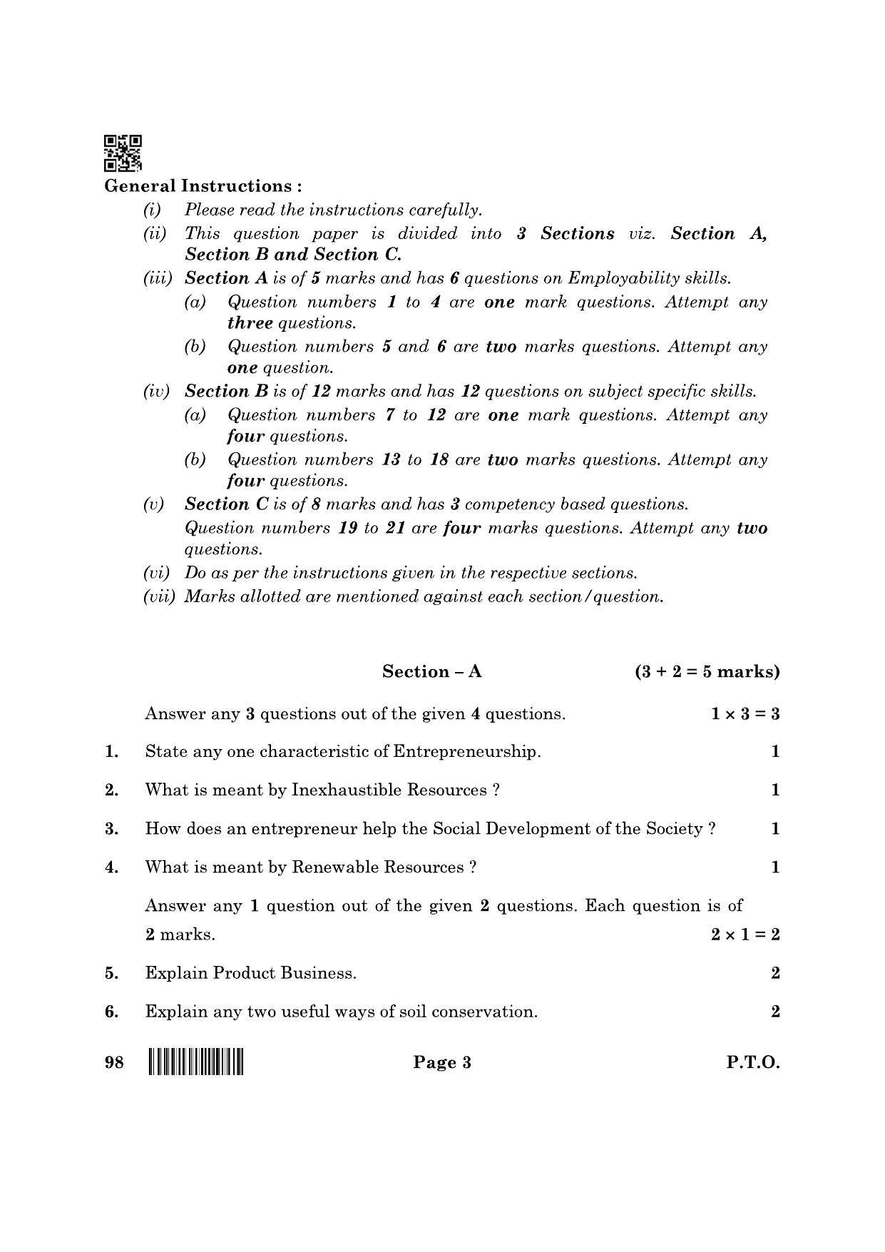 CBSE Class 10 98 Banking And Insurance 2022 Question Paper - Page 3