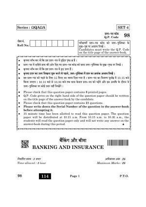 CBSE Class 10 98 Banking And Insurance 2022 Question Paper