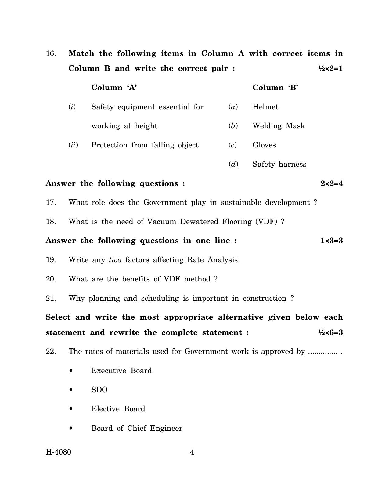 Goa Board Class 12 Construction (March 2024) Question Paper - Page 4