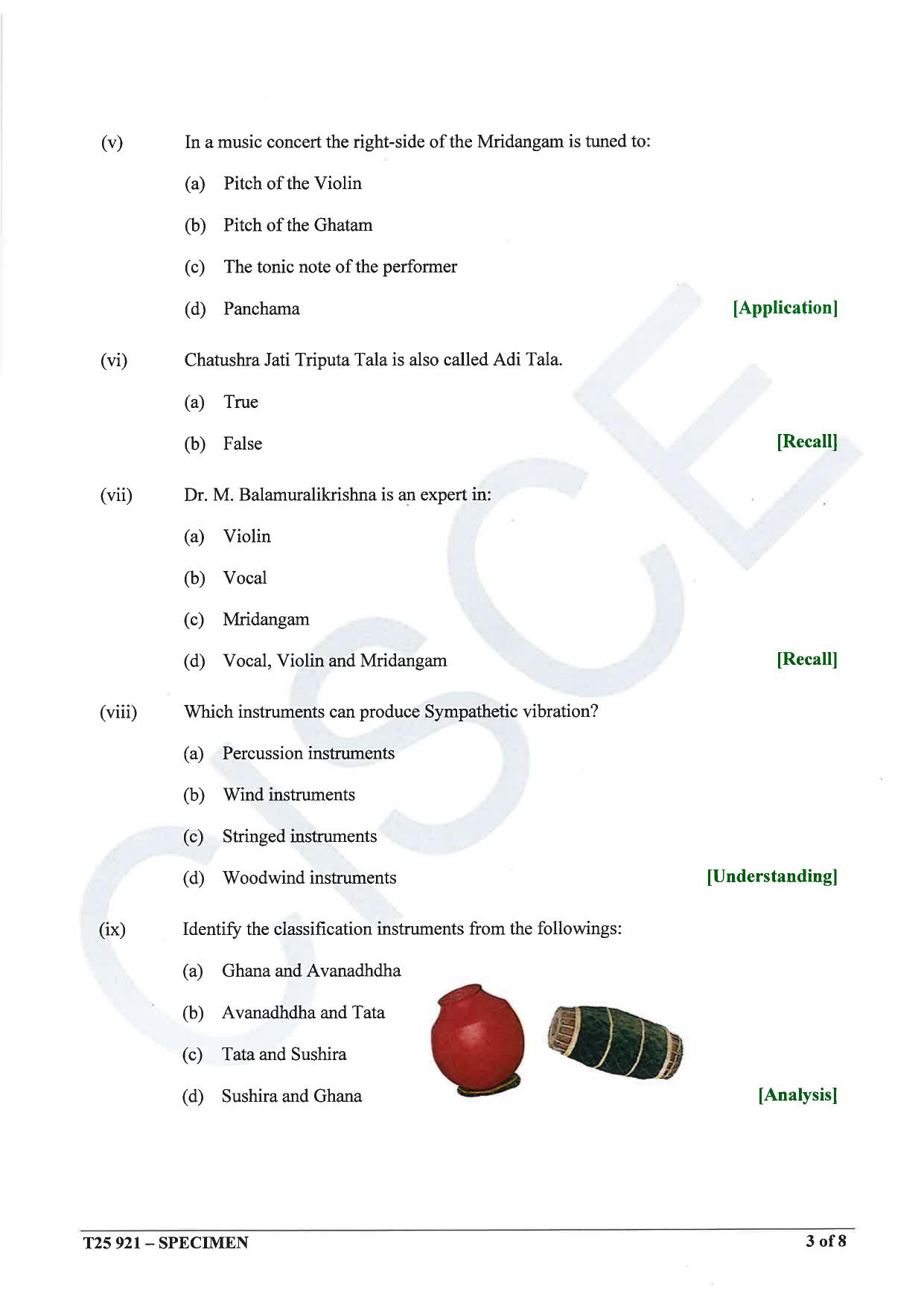 ICSE Class 10 2025 Carnatic Music (QP & MS) Specimen Paper - Page 3