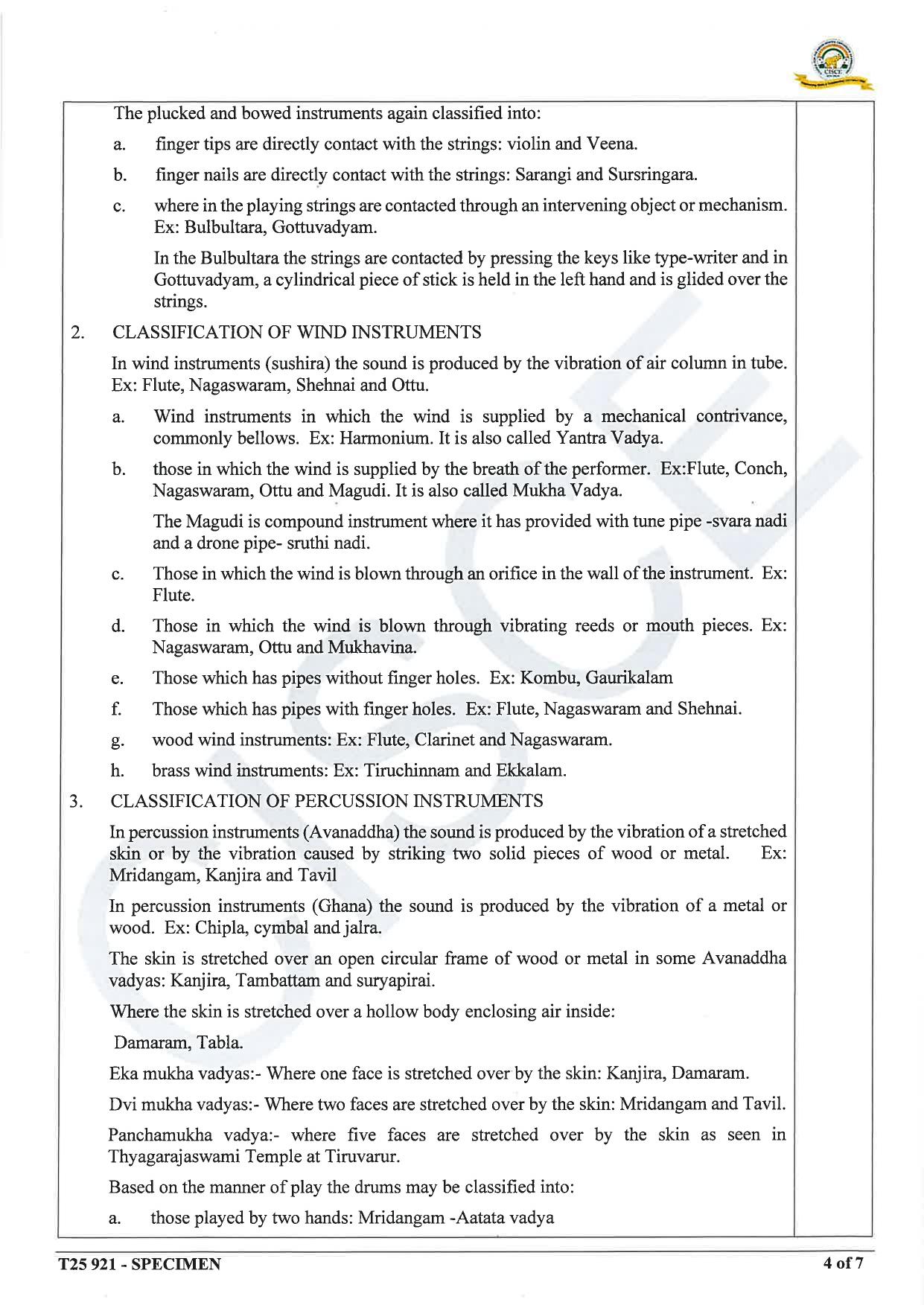 ICSE Class 10 2025 Carnatic Music (QP & MS) Specimen Paper - Page 12