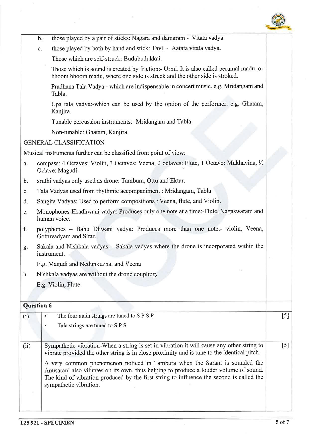 ICSE Class 10 2025 Carnatic Music (QP & MS) Specimen Paper - Page 13