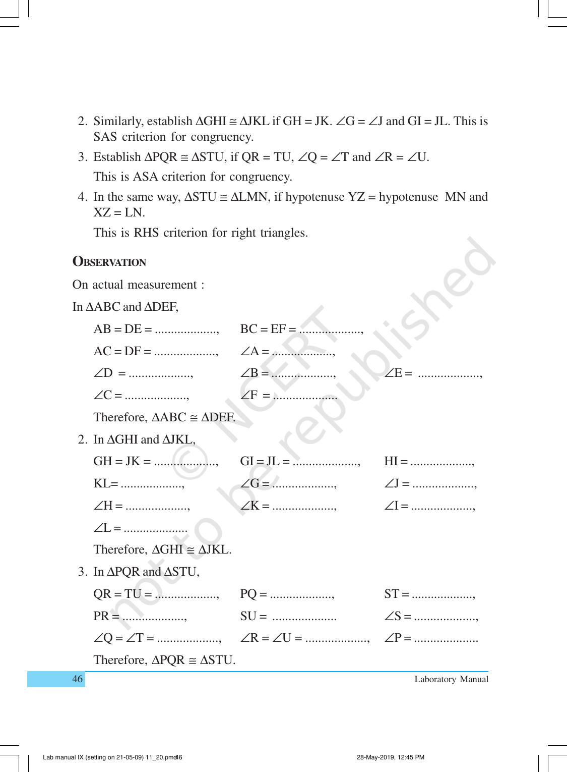 NCERT Laboratory Manuals for Class IX Mathematics - Activities for Class IX (11 to 20) - Page 9