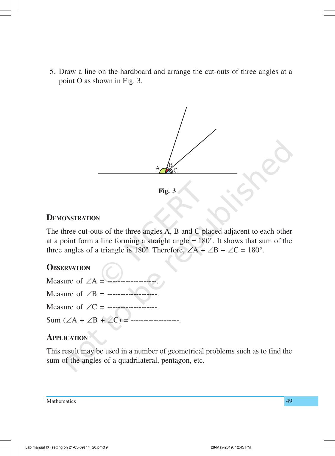 NCERT Laboratory Manuals for Class IX Mathematics - Activities for Class IX (11 to 20) - Page 12