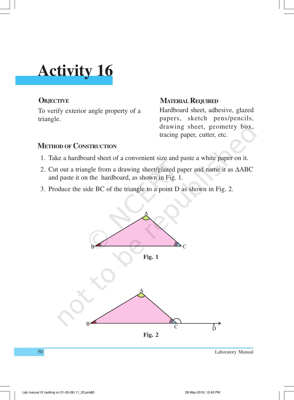 NCERT Laboratory Manuals for Class IX Mathematics - Activities for Class IX (11 to 20) - Page 13