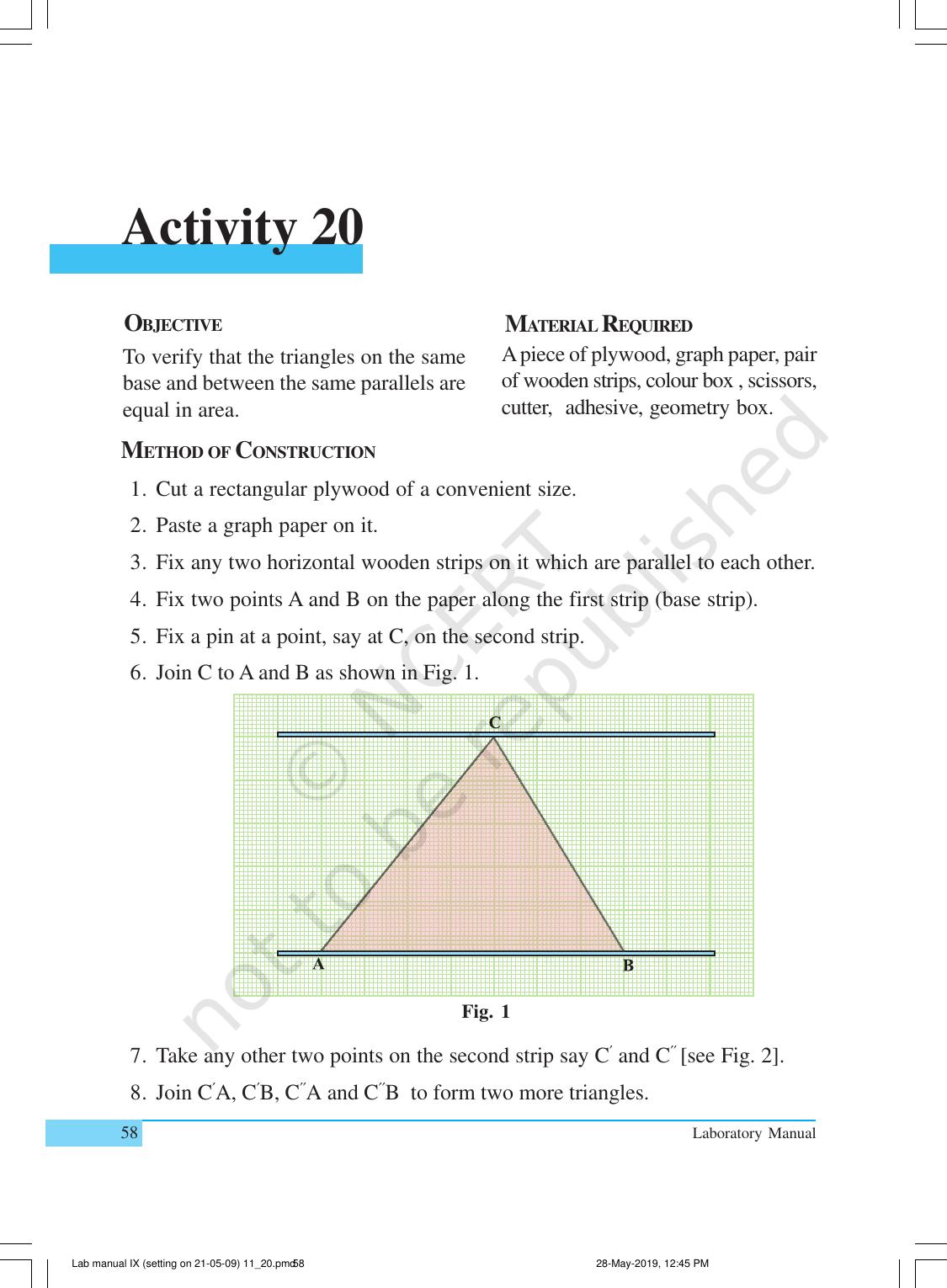 NCERT Laboratory Manuals for Class IX Mathematics - Activities for Class IX (11 to 20) - Page 21