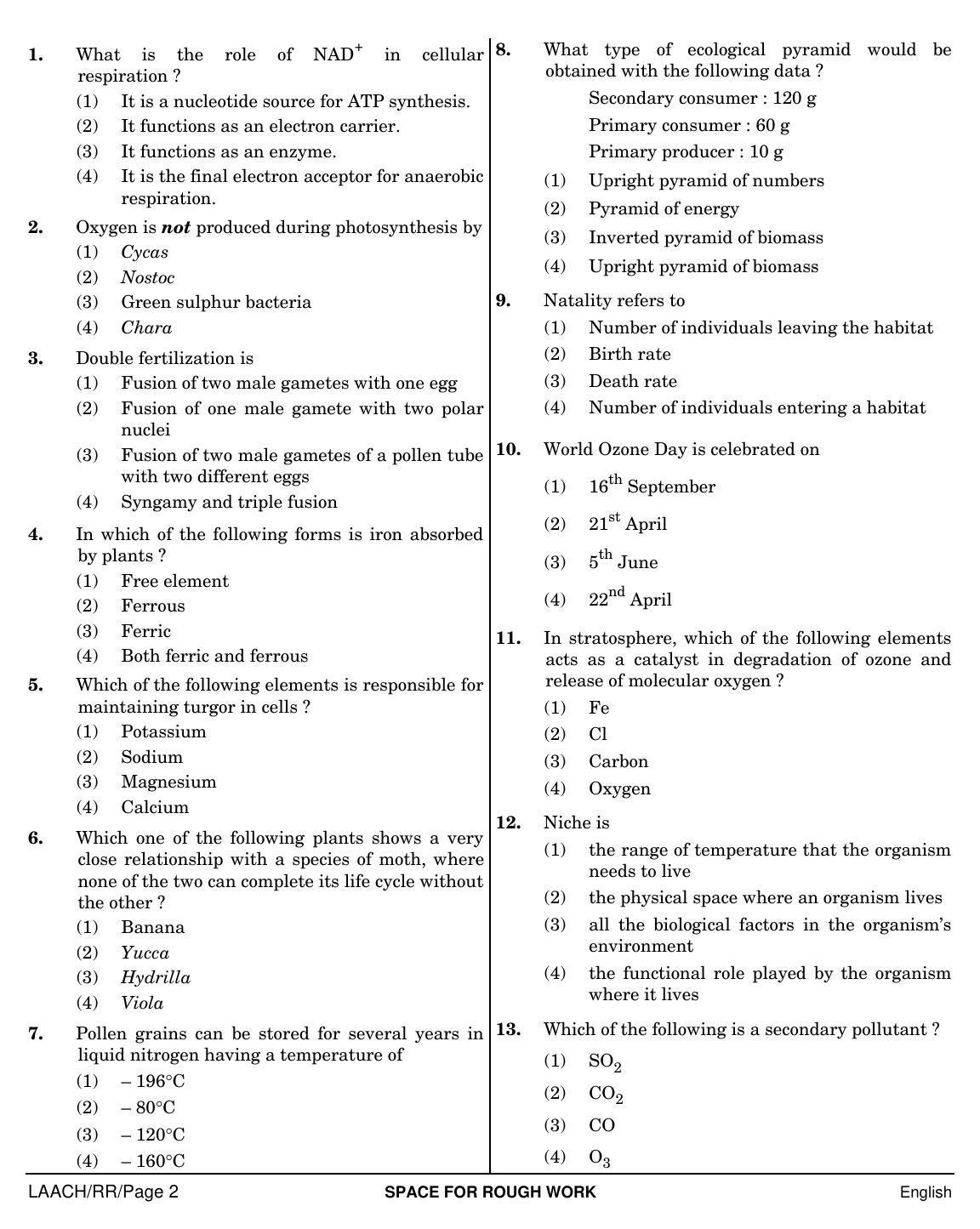 NEET English RR 2019 Question Paper - Page 2