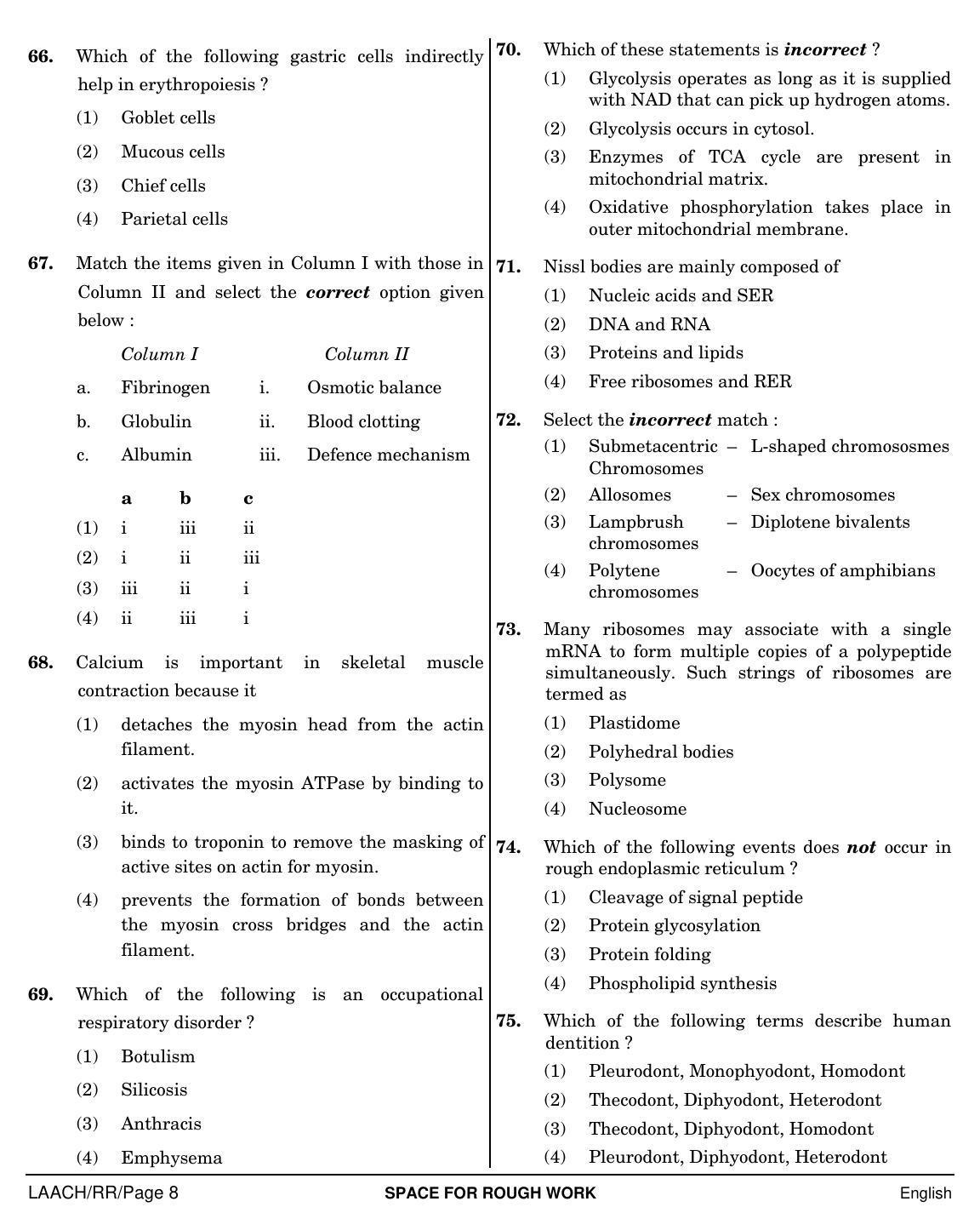 NEET English RR 2019 Question Paper - Page 8