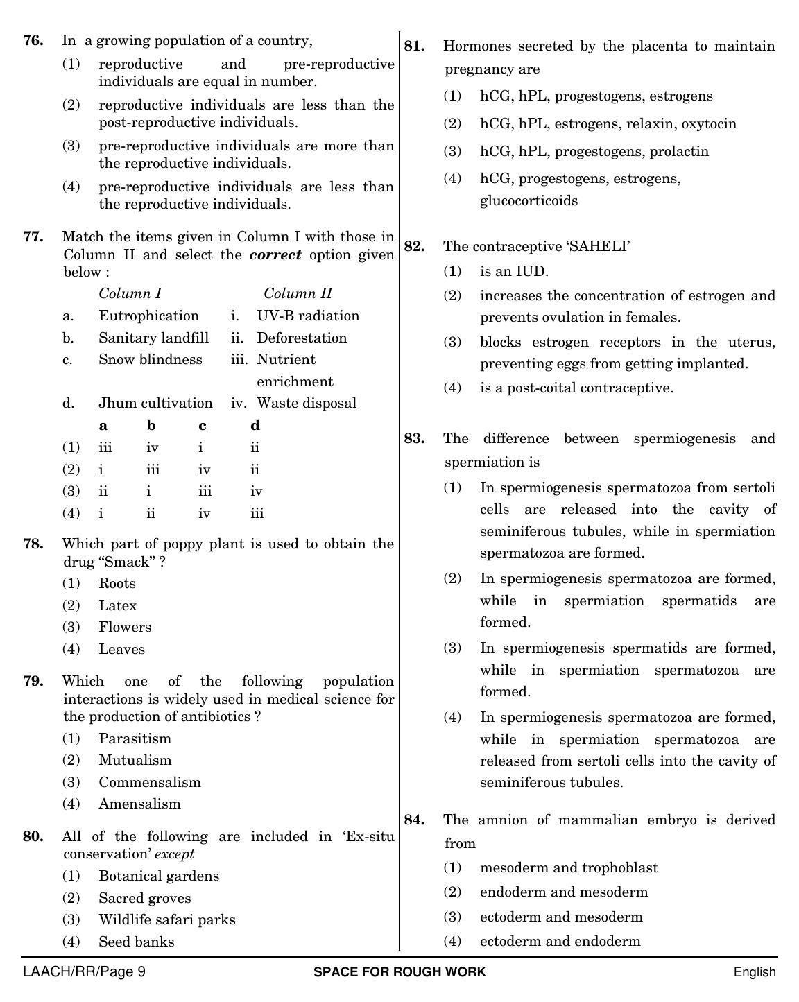 NEET English RR 2019 Question Paper - Page 9