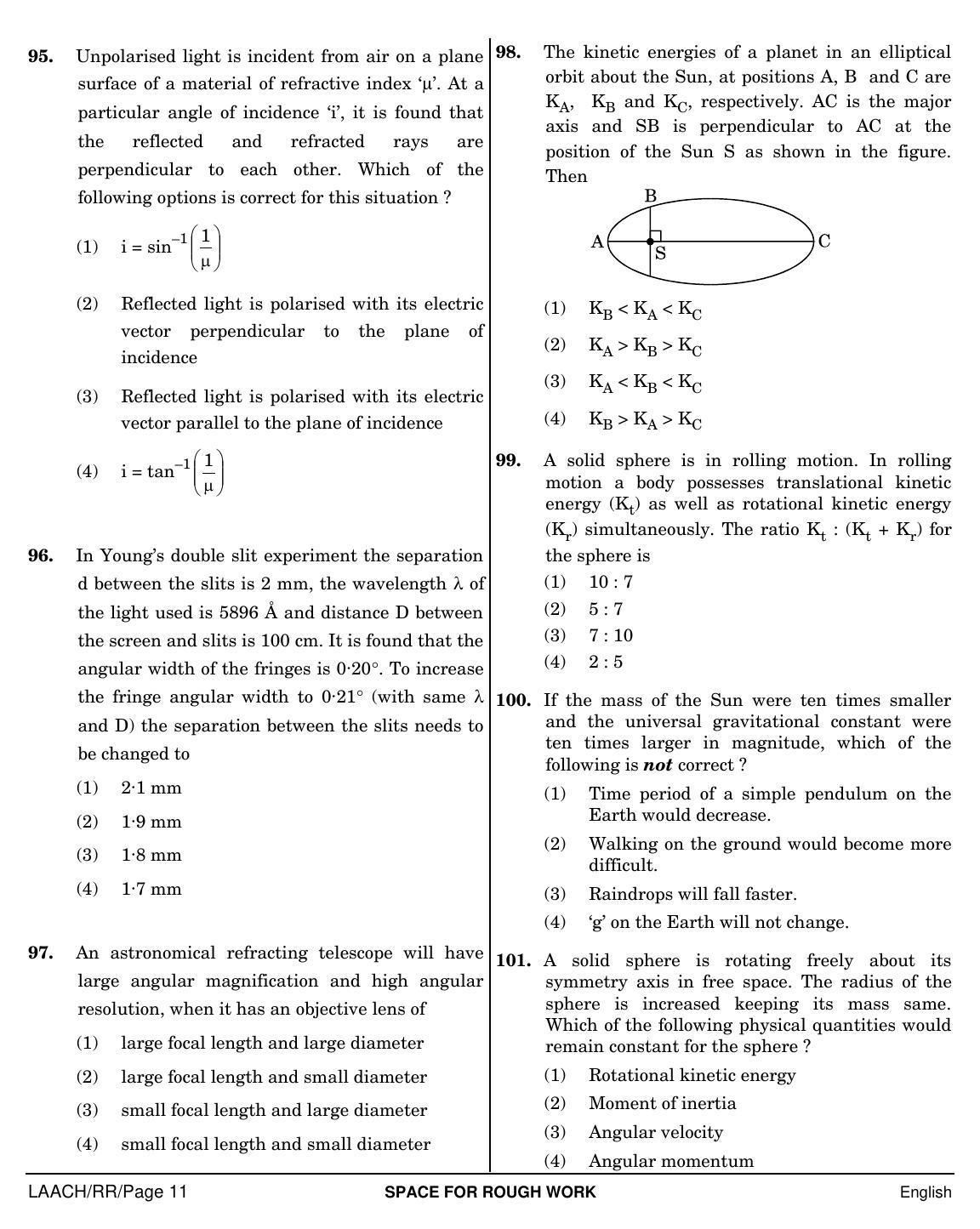 NEET English RR 2019 Question Paper - Page 11
