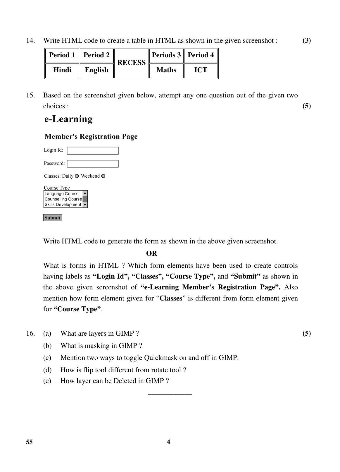 CBSE Class 10 55 (Info. & Comm. Tech.) (ICT) 2018 Question Paper - Page 4