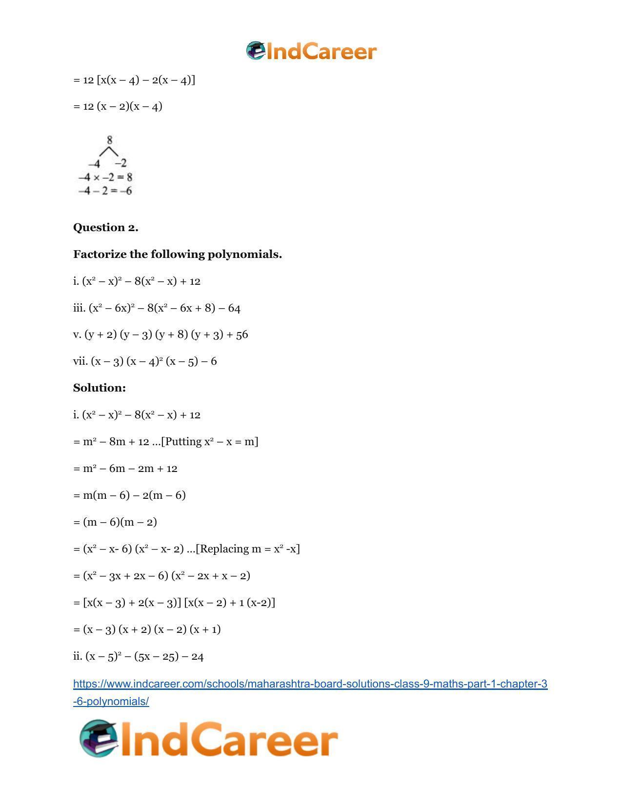 Maharashtra Board Solutions Class 9-Maths (Part 1): Chapter 3.6- Polynomials - Page 5