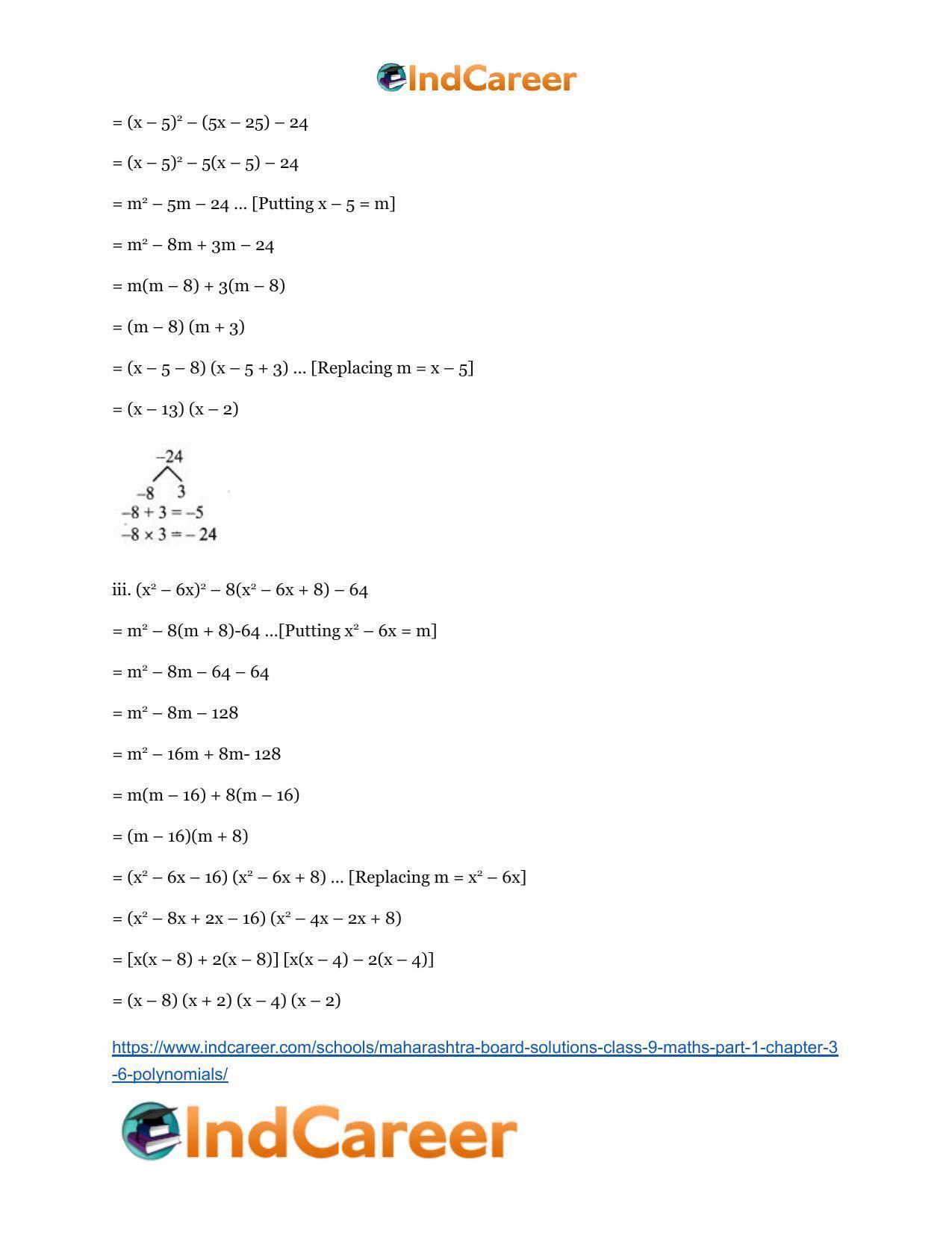 Maharashtra Board Solutions Class 9-Maths (Part 1): Chapter 3.6- Polynomials - Page 6