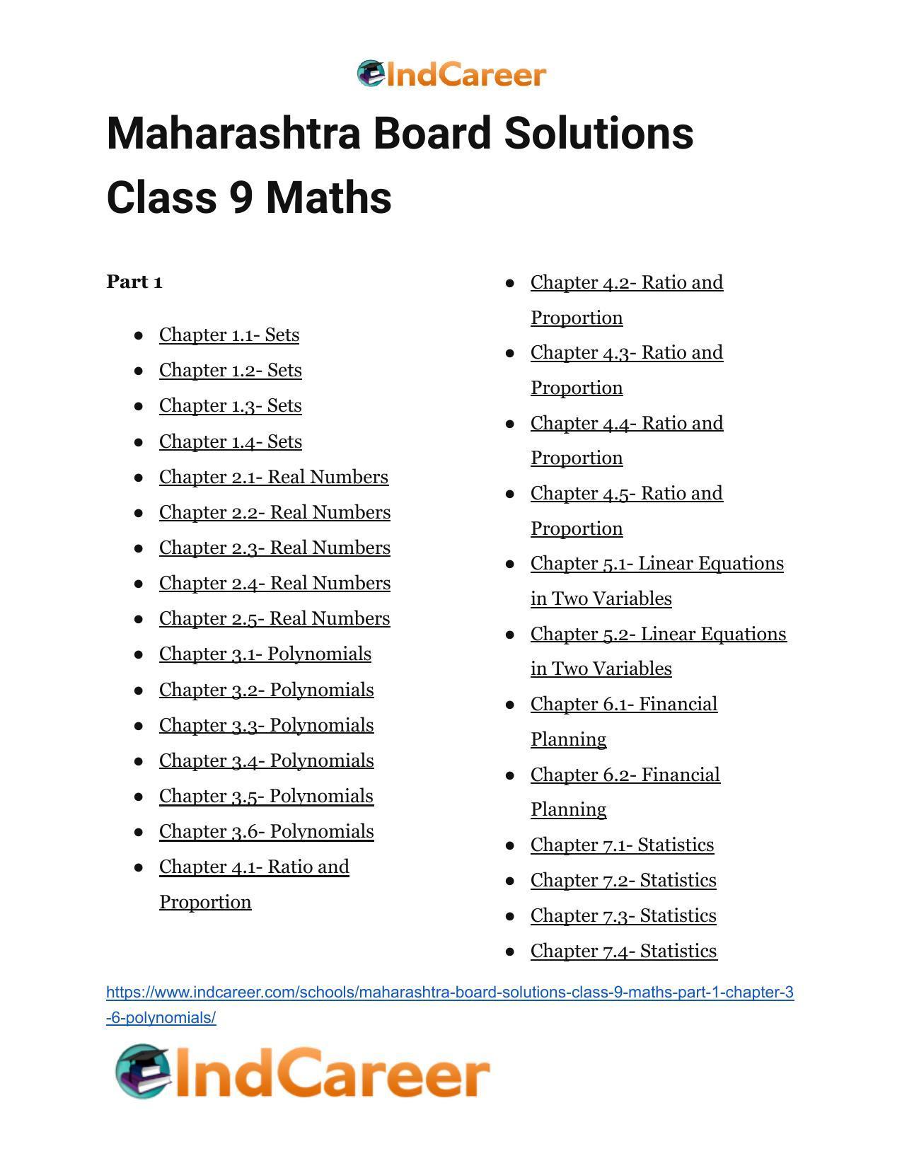 Maharashtra Board Solutions Class 9-Maths (Part 1): Chapter 3.6- Polynomials - Page 10