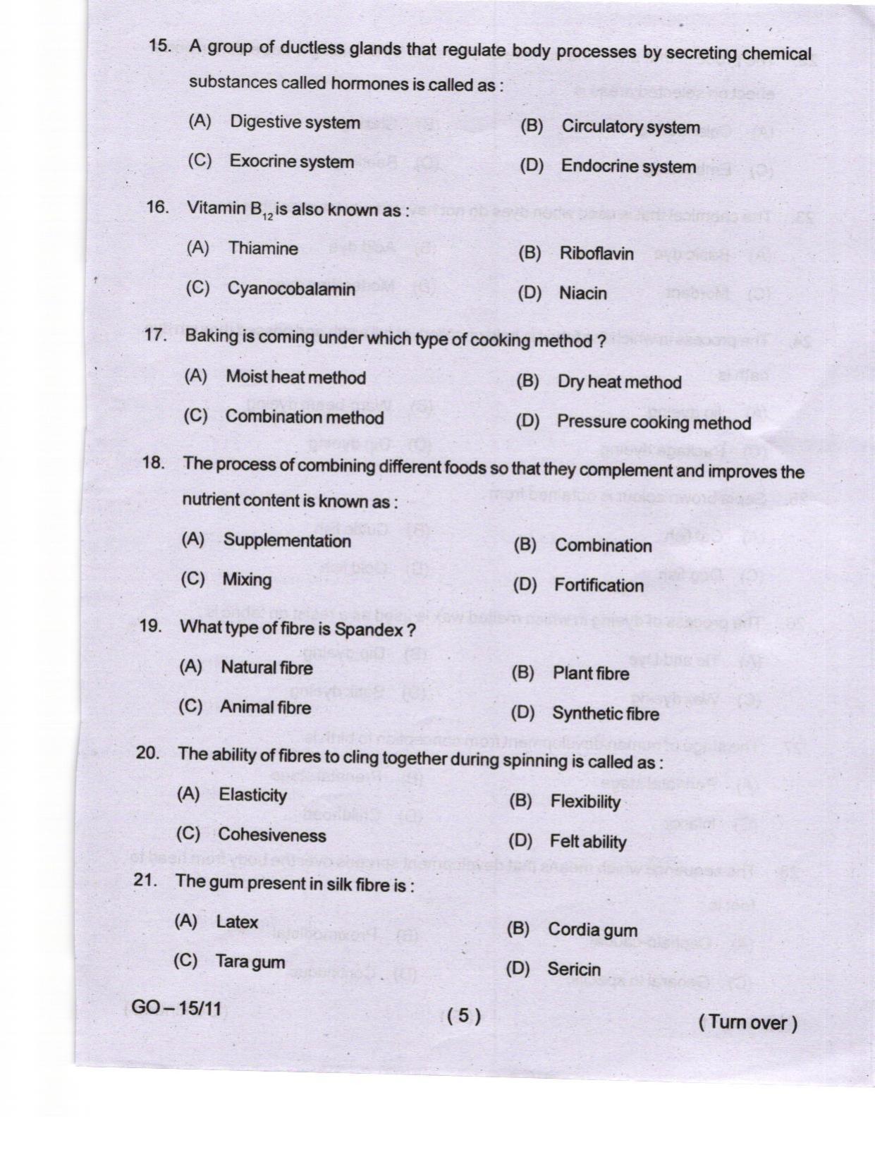 Odisha CPET 2024 HOME SCIENCE Question Papers - Page 5