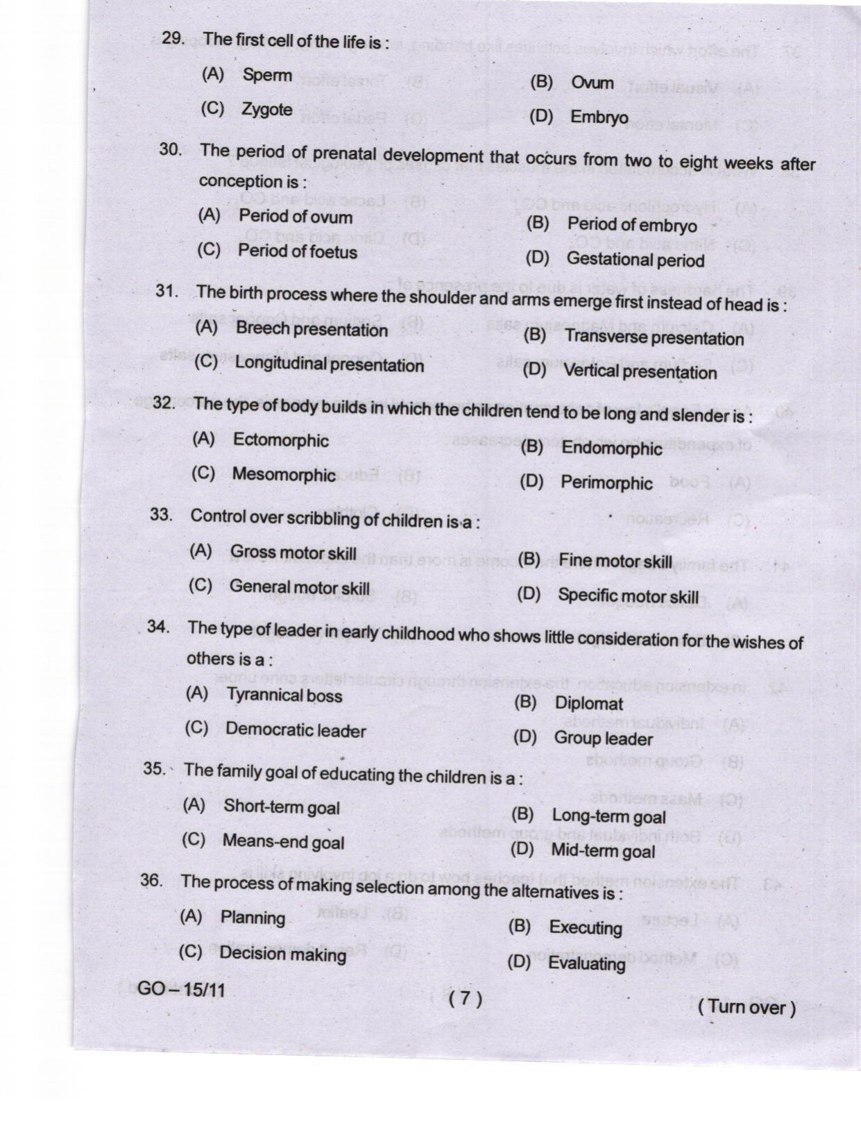 Odisha CPET 2024 HOME SCIENCE Question Papers - Page 7