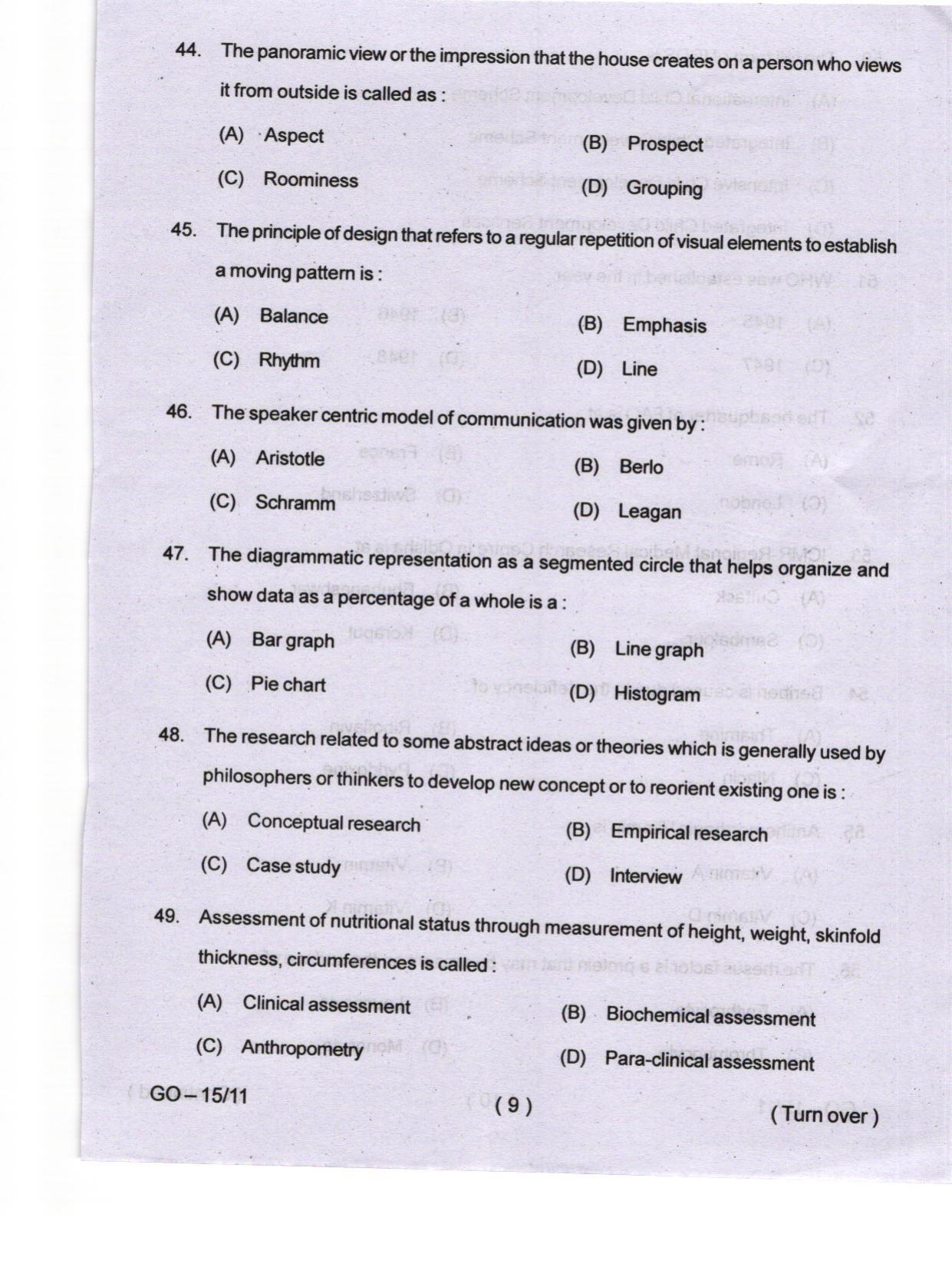 Odisha CPET 2024 HOME SCIENCE Question Papers - Page 9