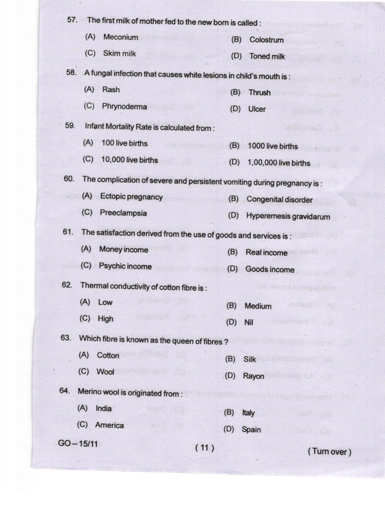 Odisha CPET 2024 HOME SCIENCE Question Papers - Page 11