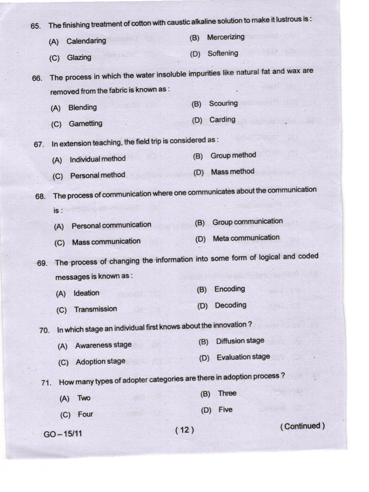 Odisha CPET 2024 HOME SCIENCE Question Papers - Page 12