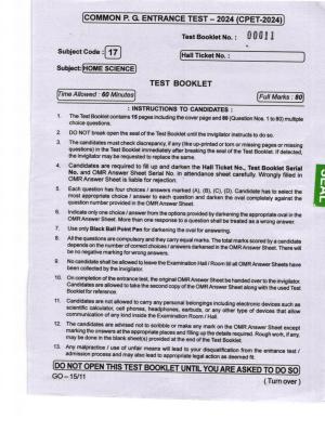 Odisha CPET 2024 HOME SCIENCE Question Papers