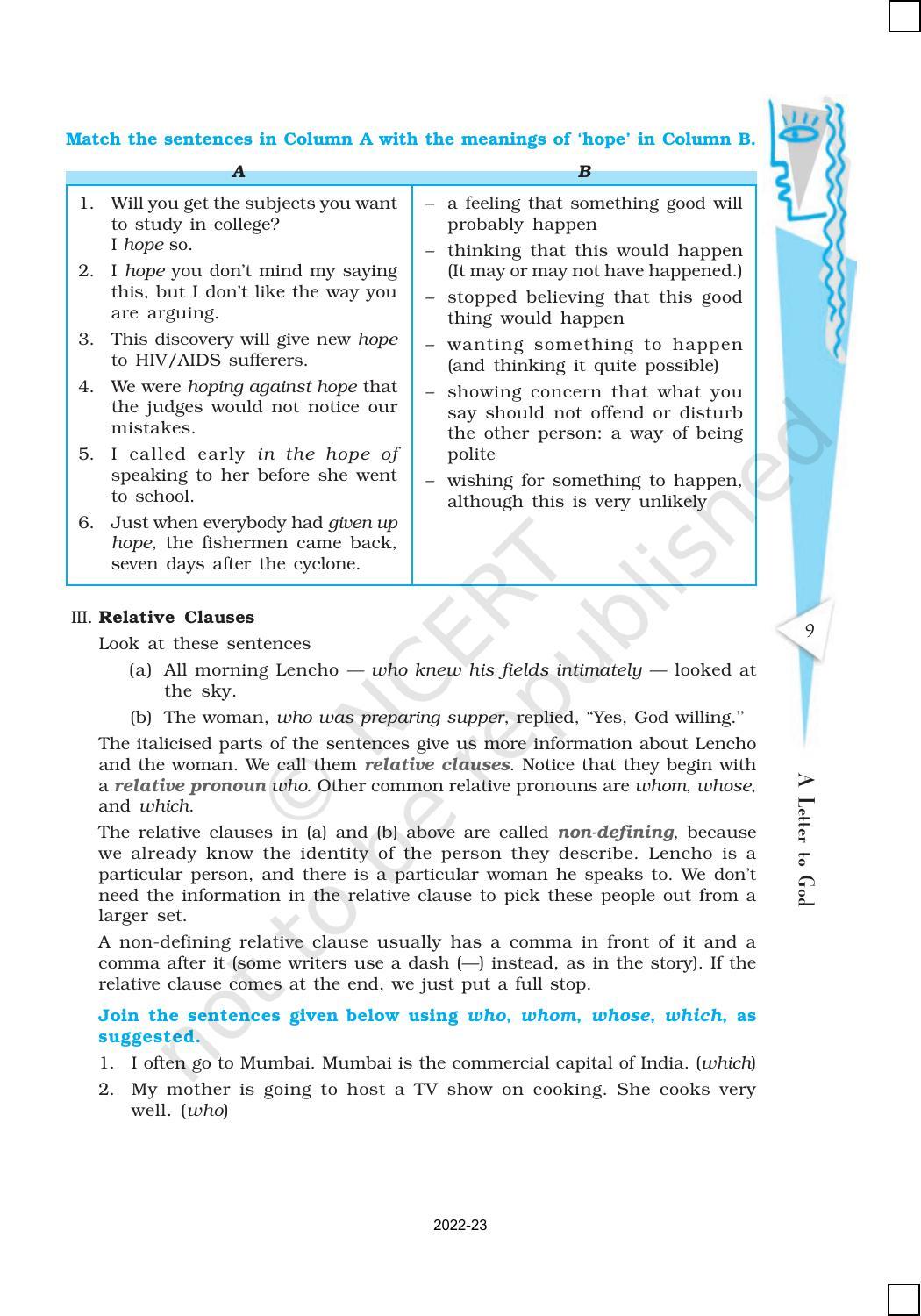 NCERT Book for Class 10 English (First Flight) Chapter 1 A Letter to God - Page 9
